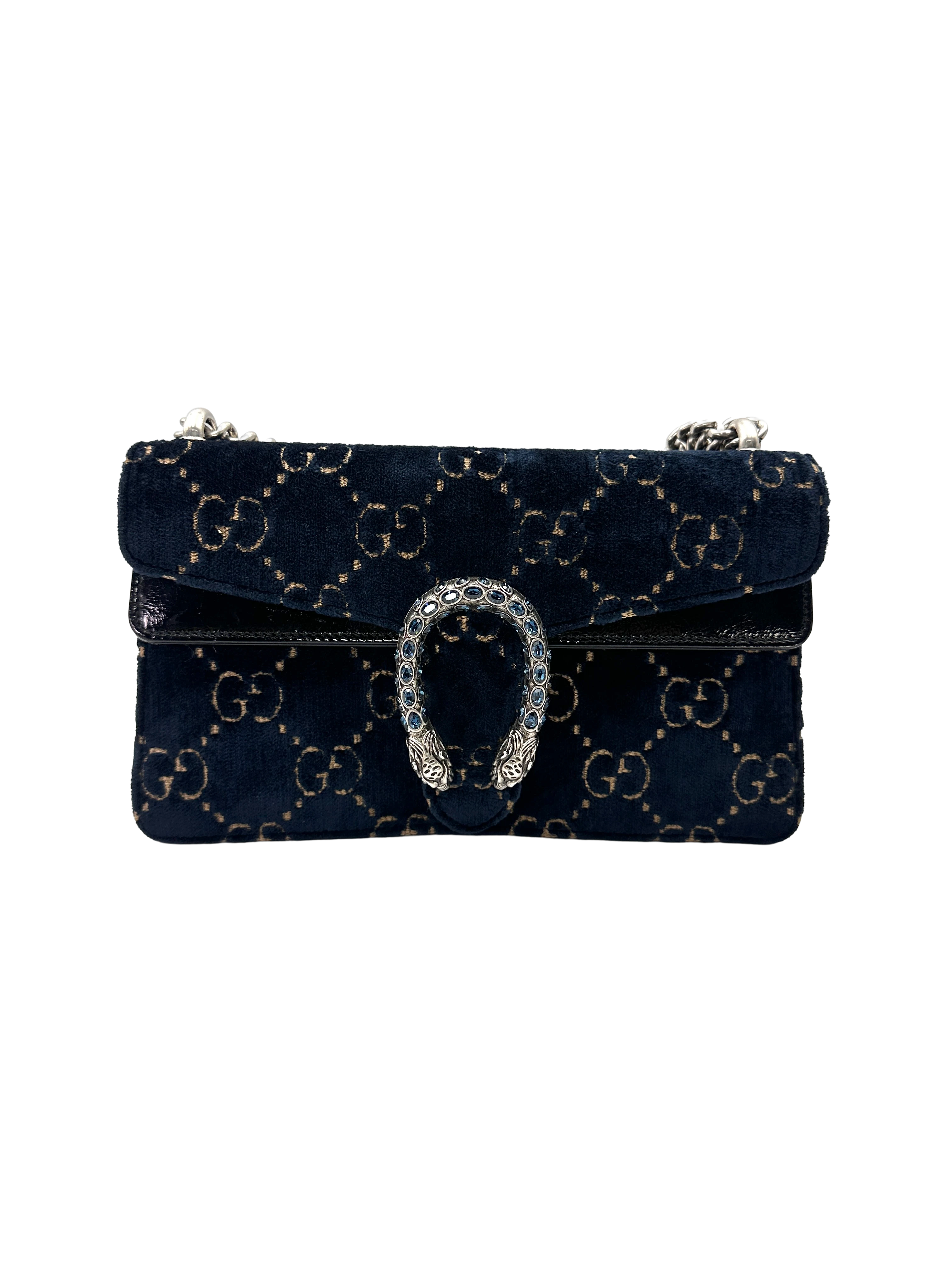 Gucci Dionysus Navy Velvet Shoulder Bag GG1384