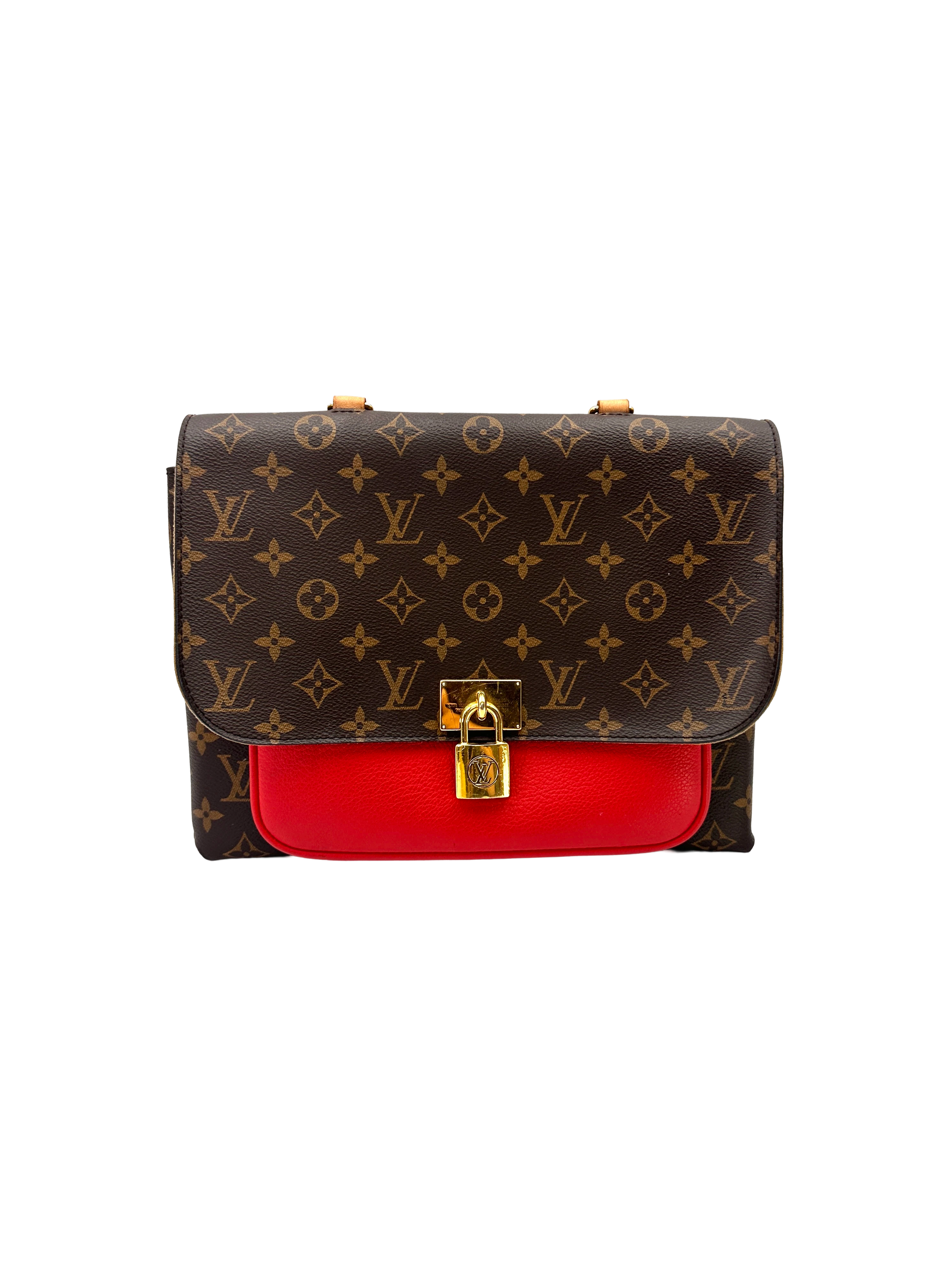 Louis Vuitton Marignan Monogram Canvas & Red Leather Handle Bag LV3268