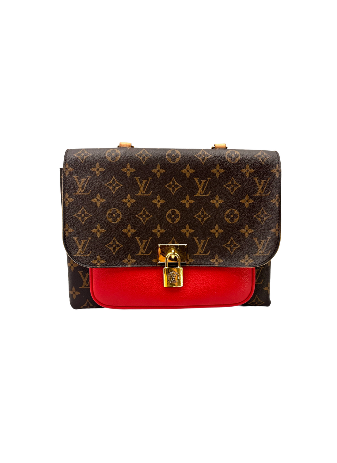 Louis Vuitton Marignan Monogram Canvas & Red Leather Handle Bag LV3268