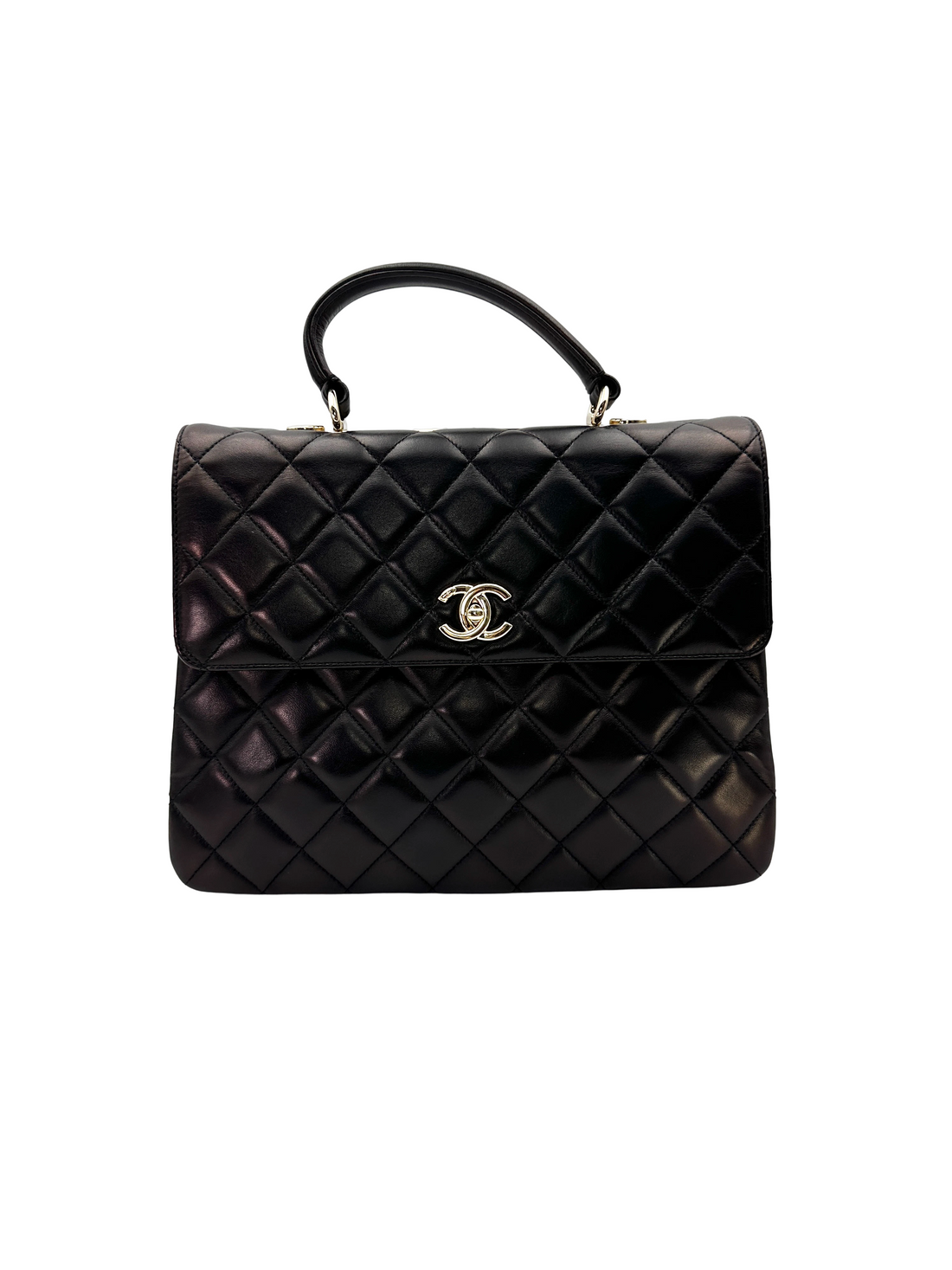 Chanel Trendy CC Black Quilted Leather Top Handle Bag(19***87) CC2494