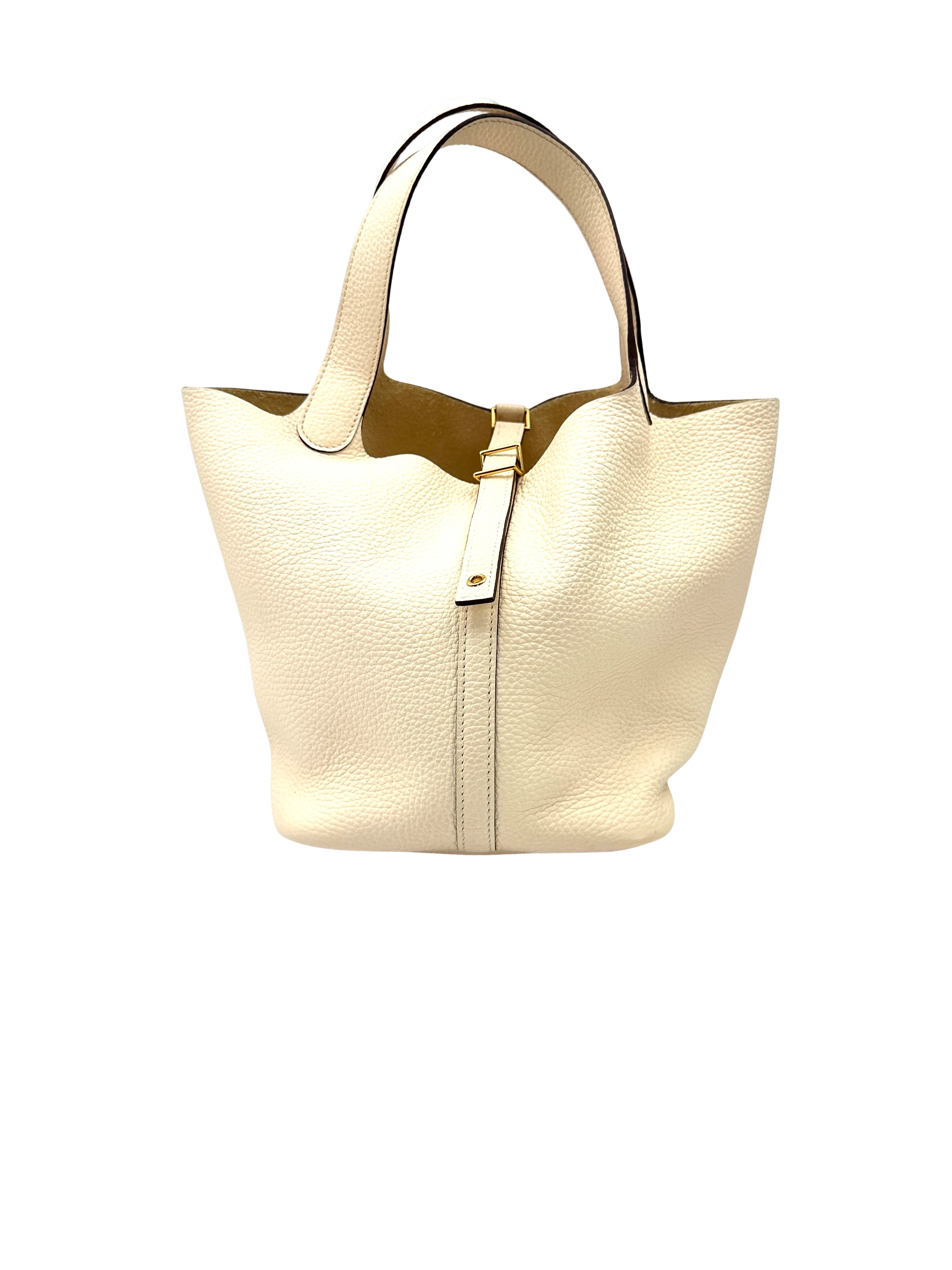 Hermes Picotin22 White Leather Handle Bag HR147