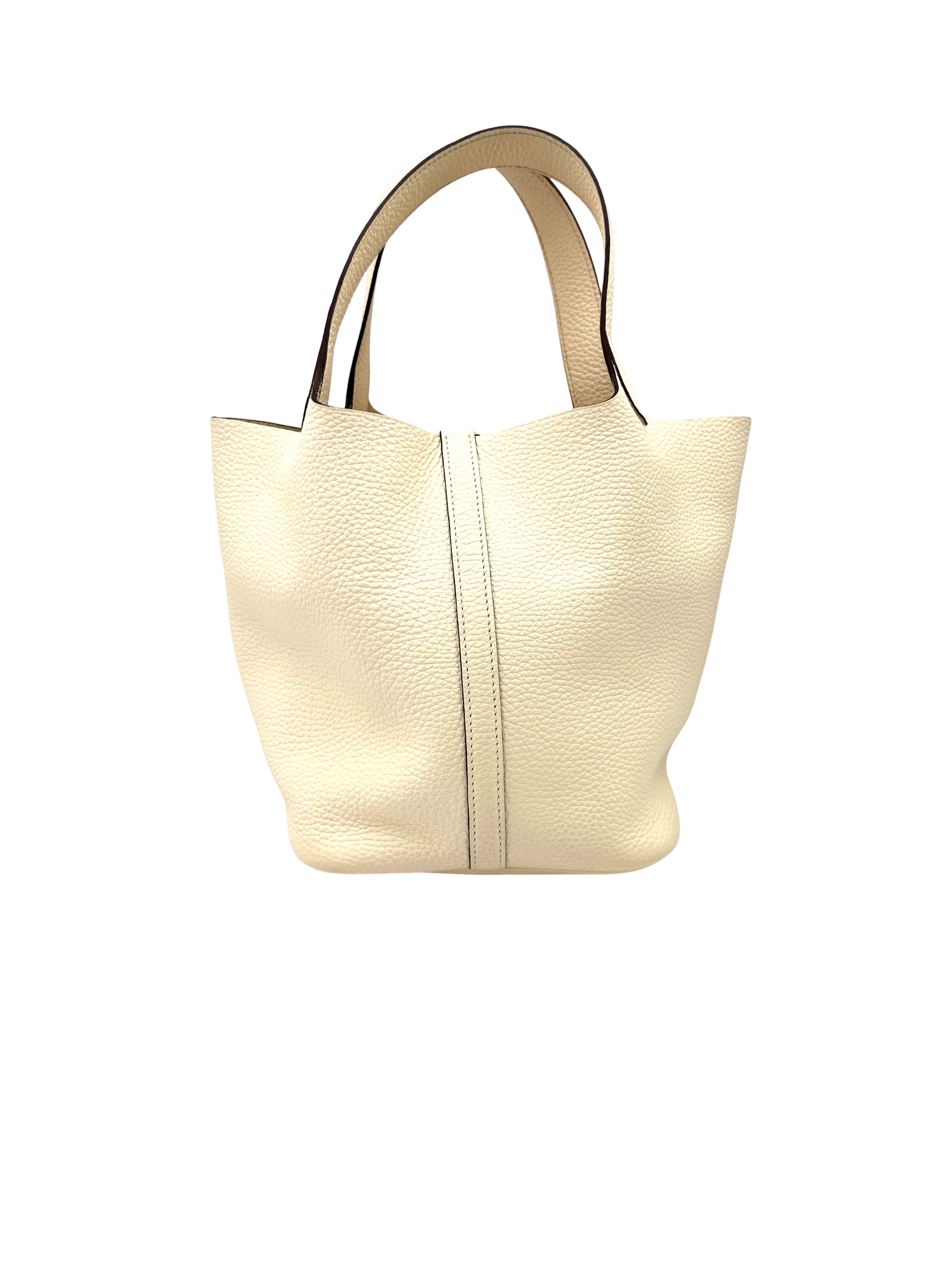 Hermes Picotin22 White Leather Handle Bag HR147