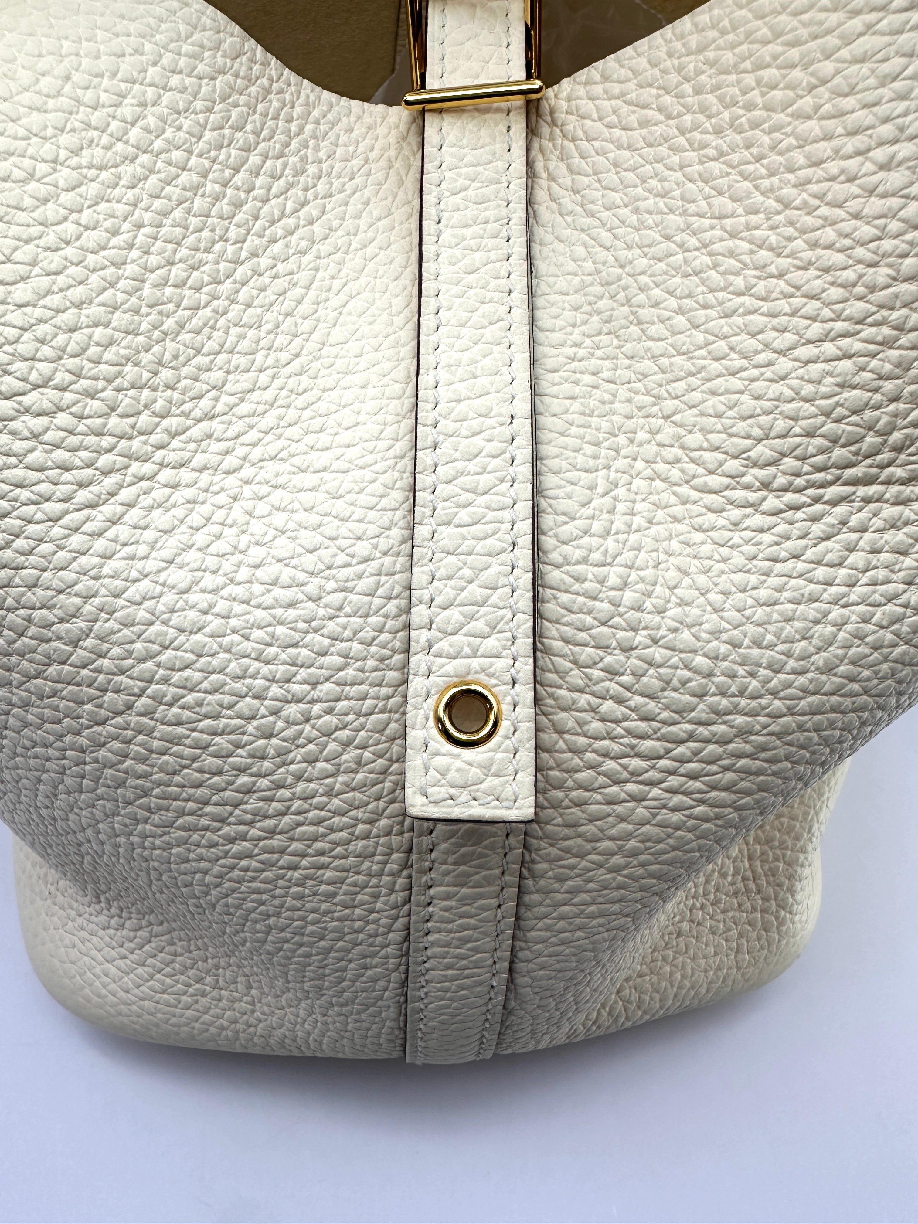 Hermes Picotin22 White Leather Handle Bag HR147