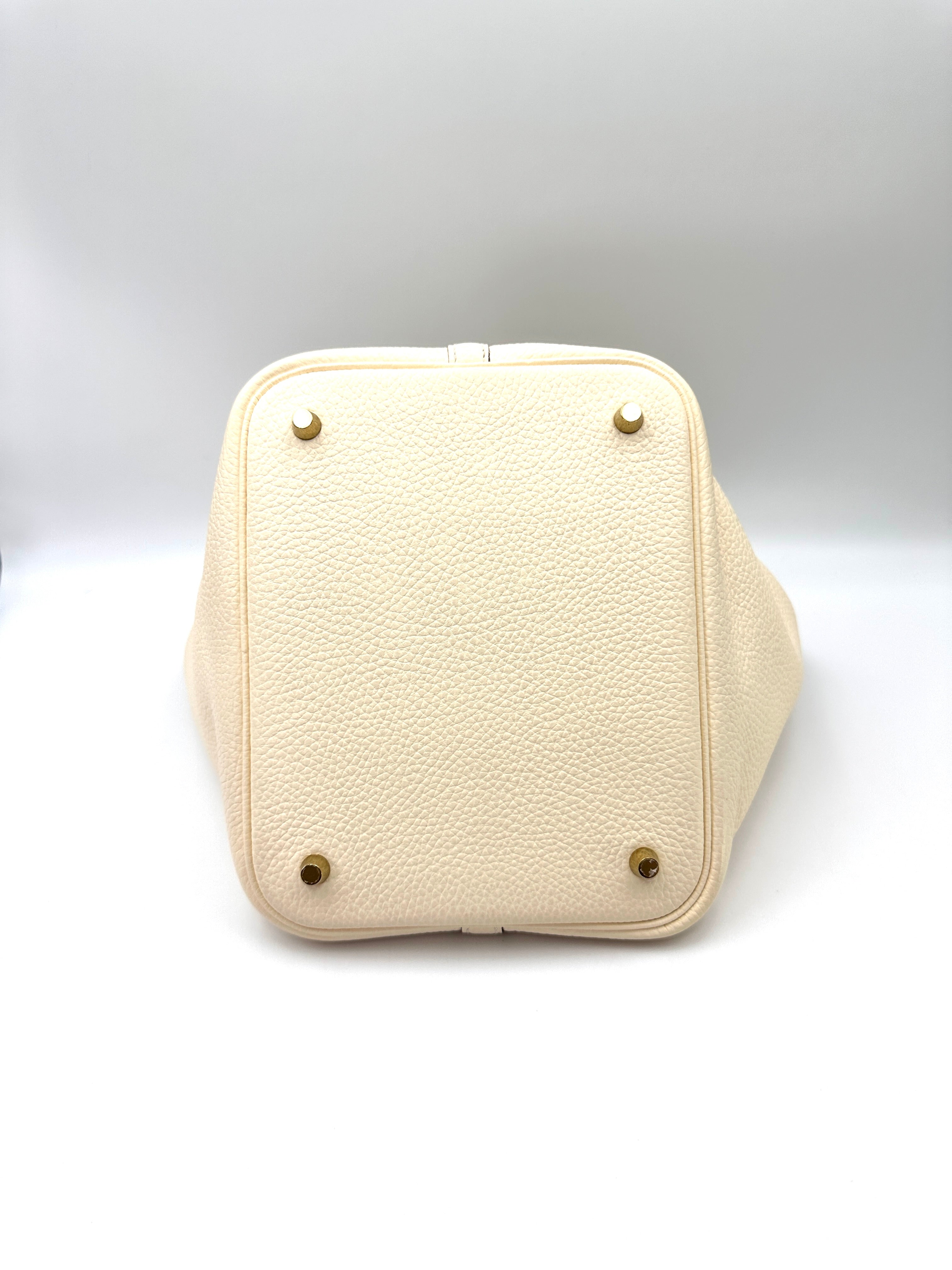 Hermes Picotin22 White Leather Handle Bag HR147