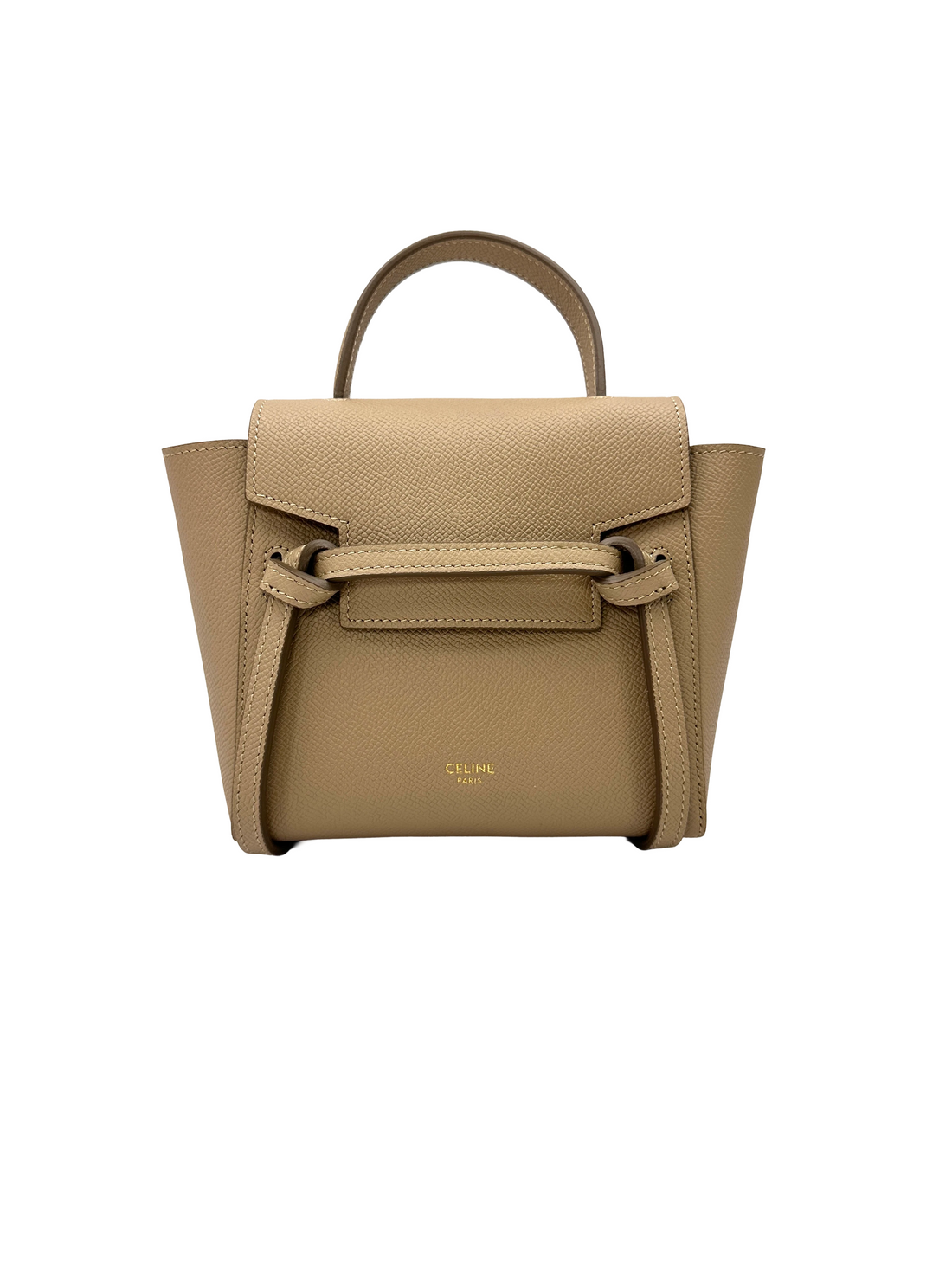 Celine Beige Leather Belt Handle Bag CEU