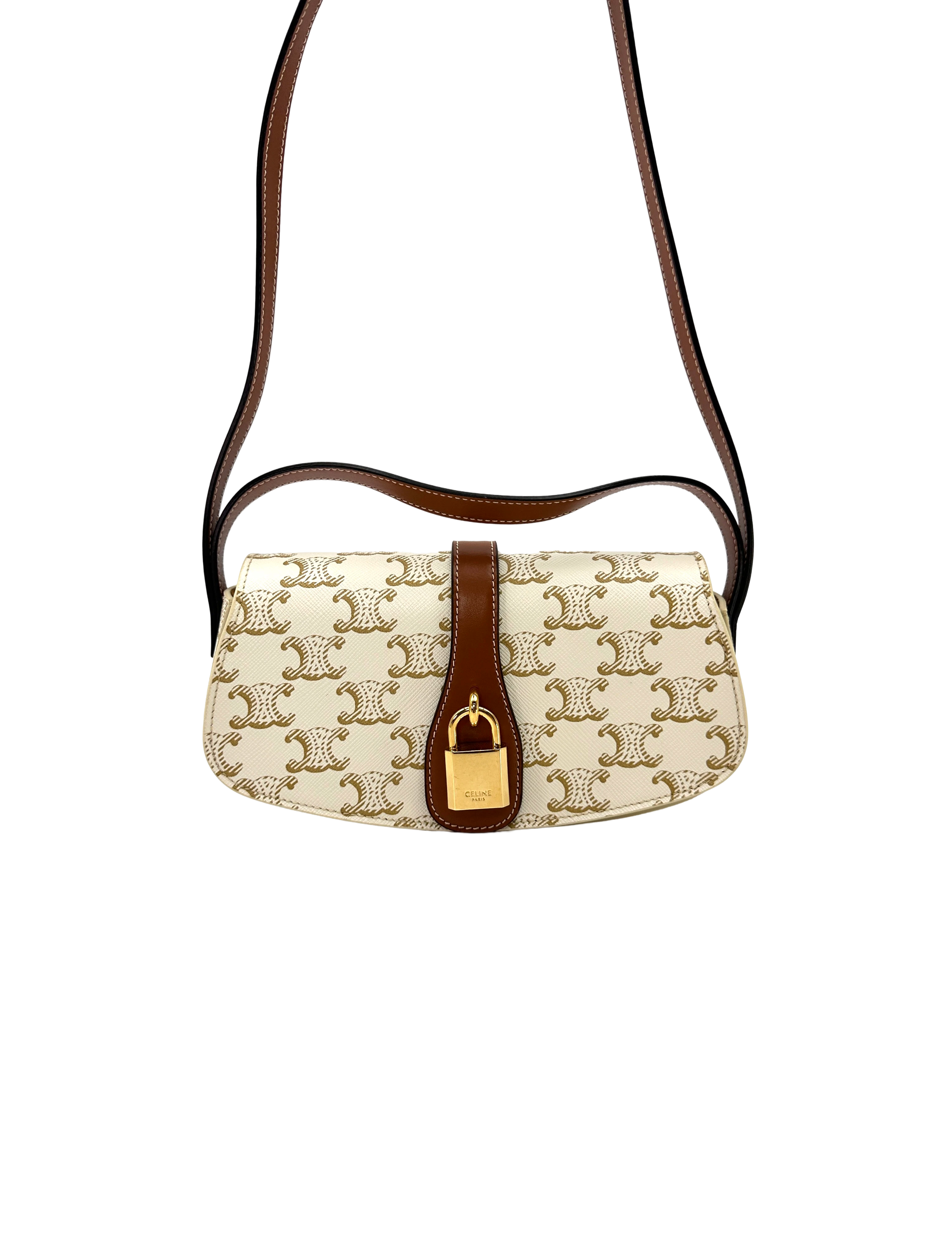 Celine Tabou White Triomphe Canvas Clutch CEV