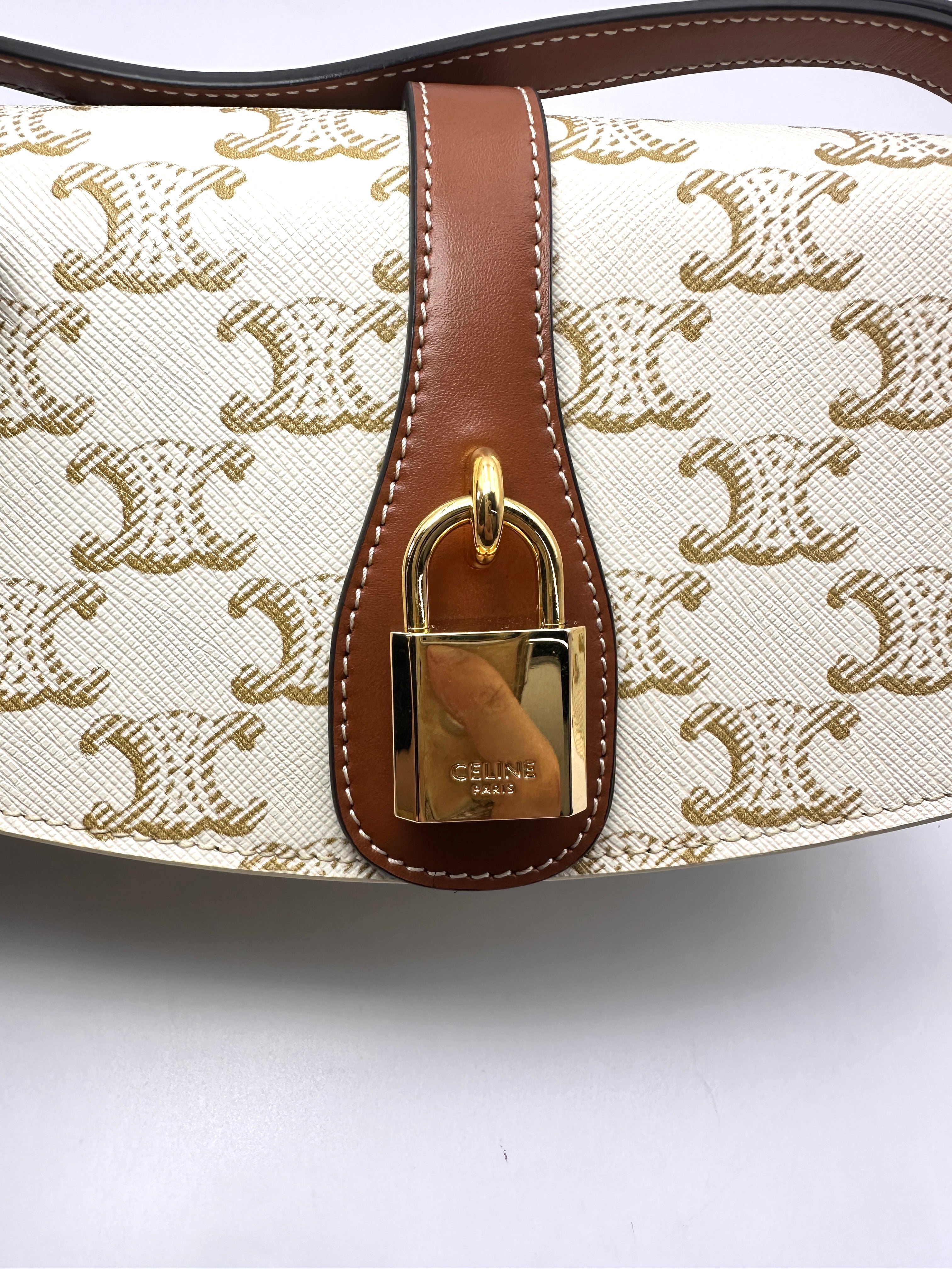 Celine Tabou White Triomphe Canvas Clutch CEV