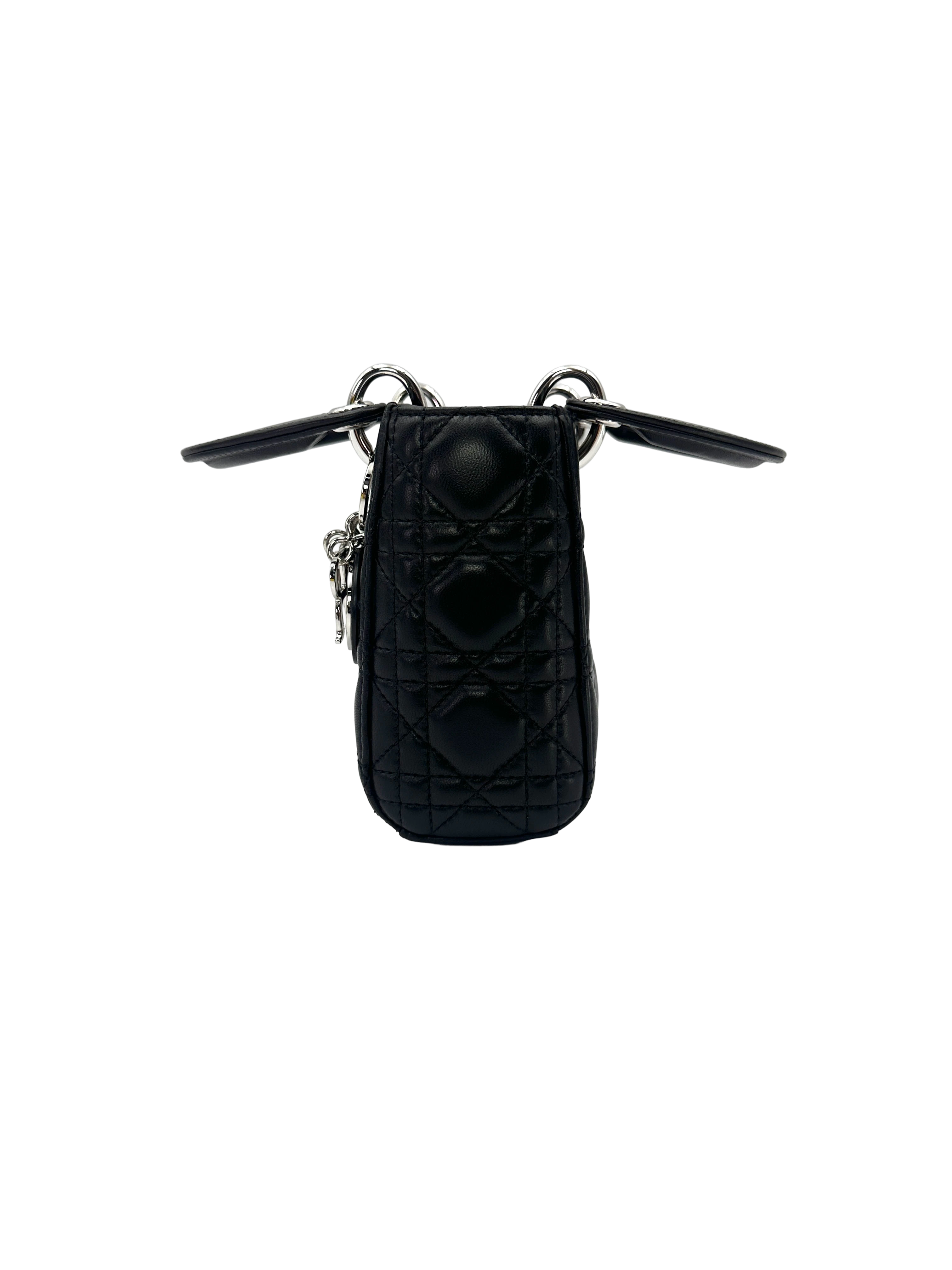 Christian Dior Lady Dior Black Cannage Lambskin Handle Bag DR901
