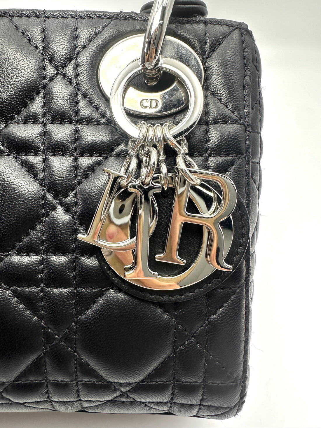 Christian Dior Lady Dior Black Cannage Lambskin Handle Bag DR901