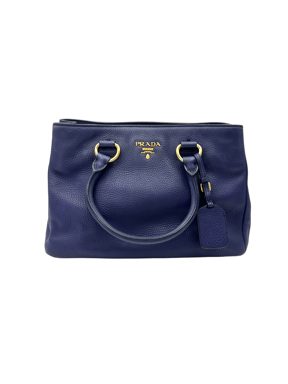 Prada Vitello Daino Navy Leather Handle Bag PR546
