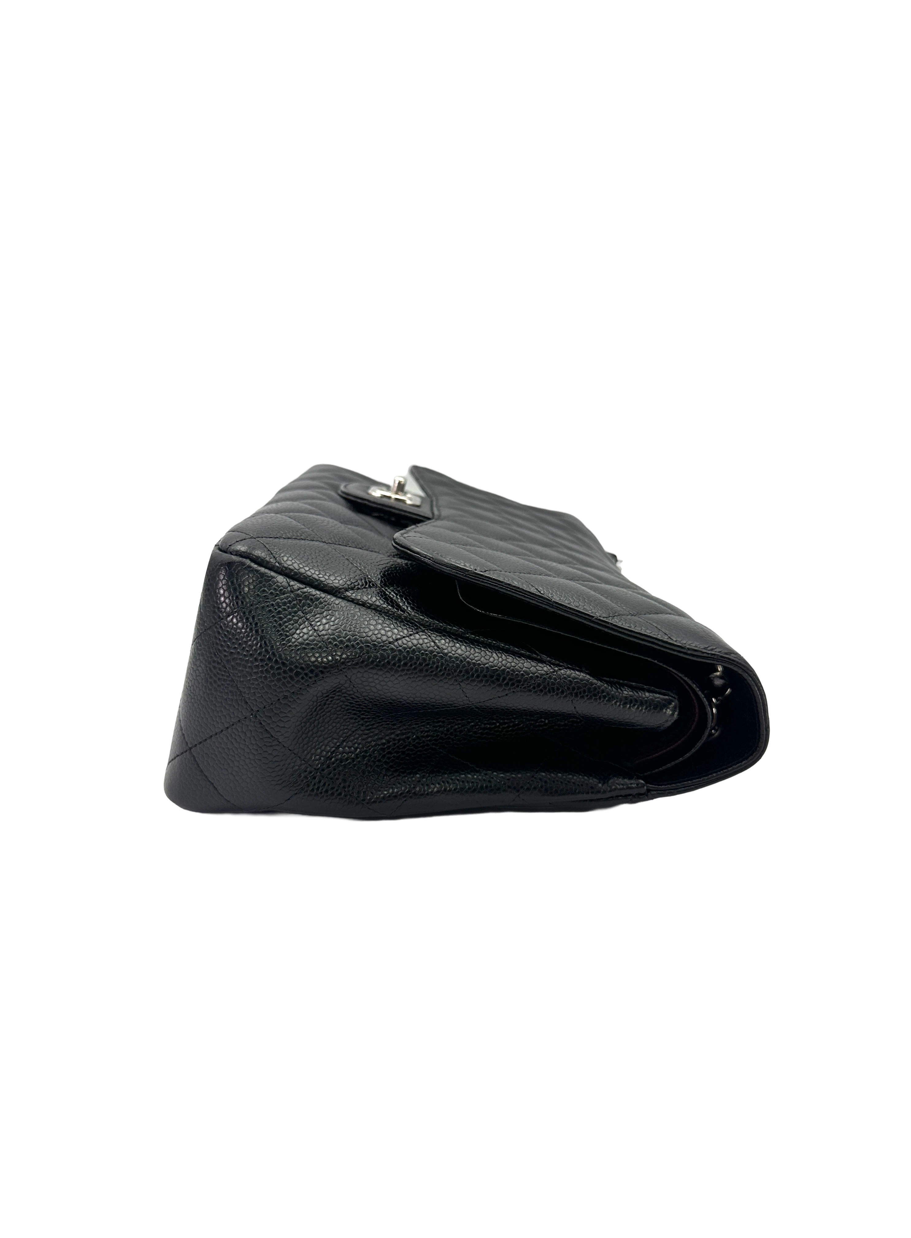 Chanel Classic Flap Black Quilted Leather Jumbo Shoulder Bag With Silver Buckle(15***69) CC2498