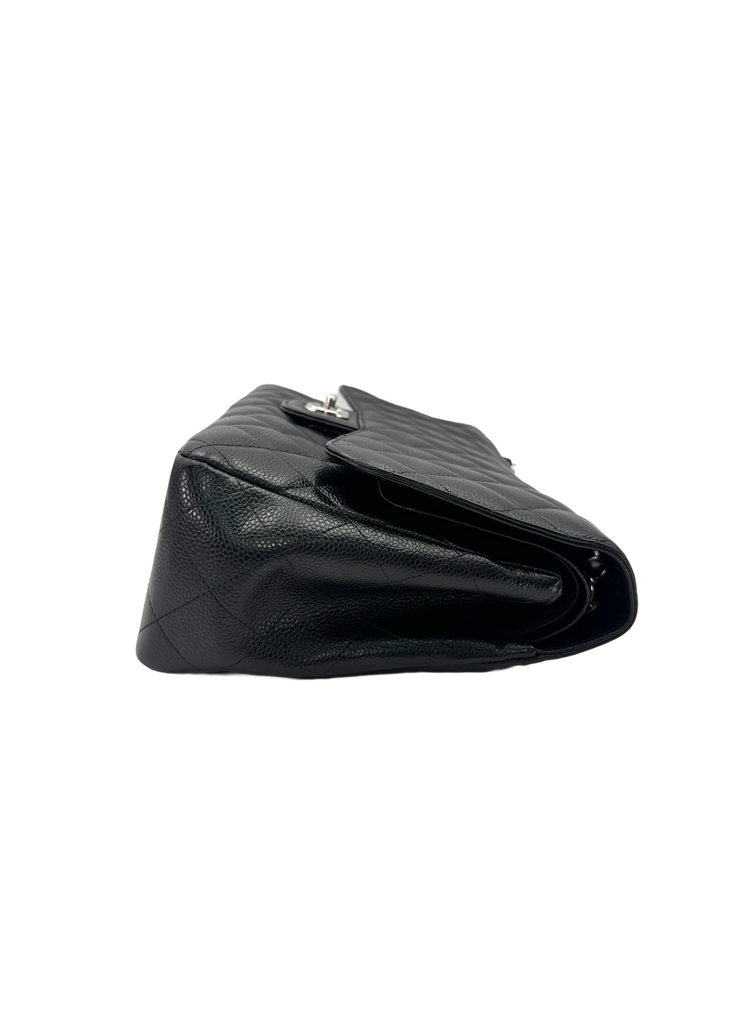 Chanel Classic Flap Black Quilted Leather Jumbo Shoulder Bag With Silver Buckle(15***69) CC2498
