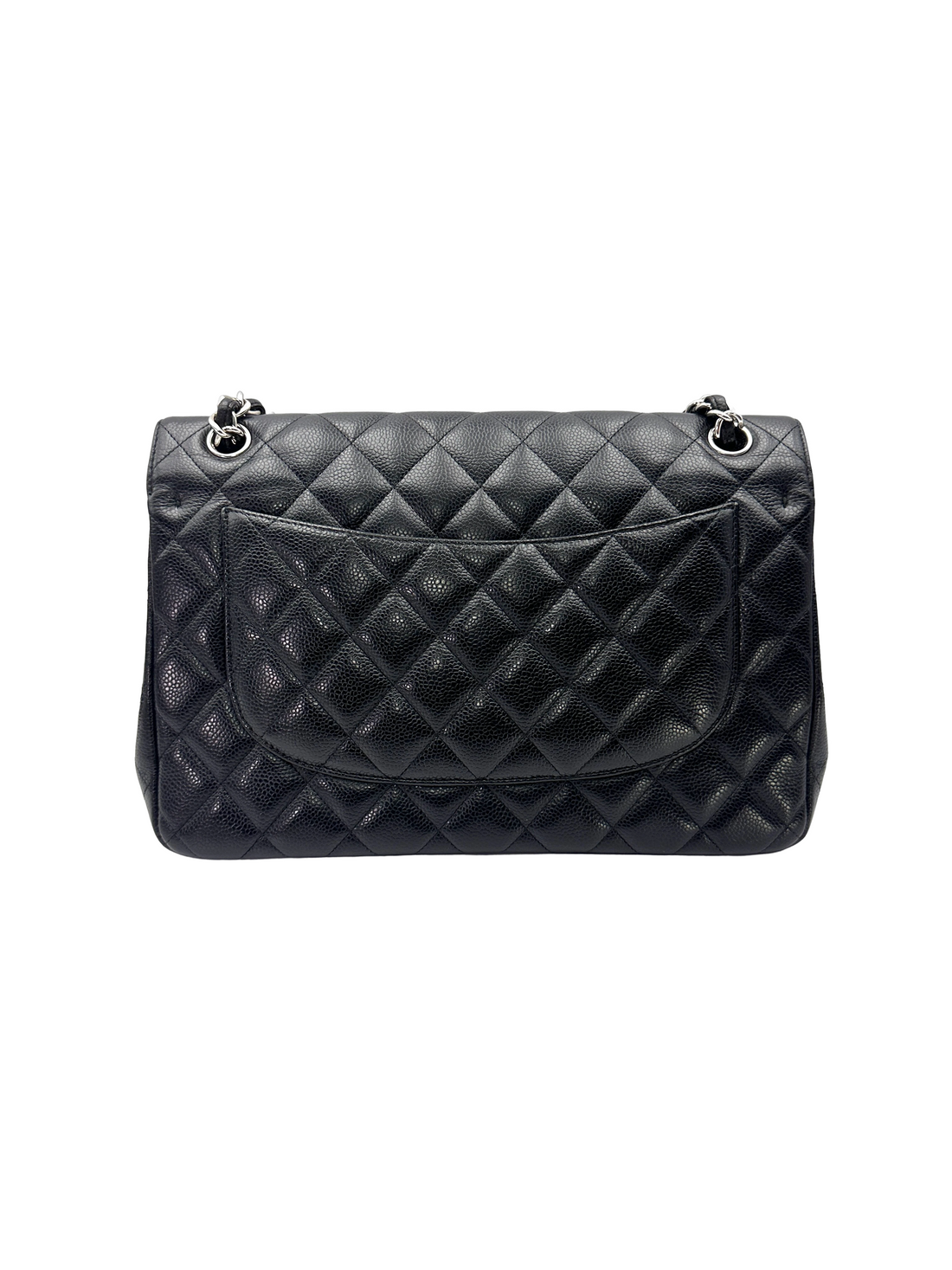 Chanel Classic Flap Black Quilted Leather Jumbo Shoulder Bag With Silver Buckle(15***69) CC2498