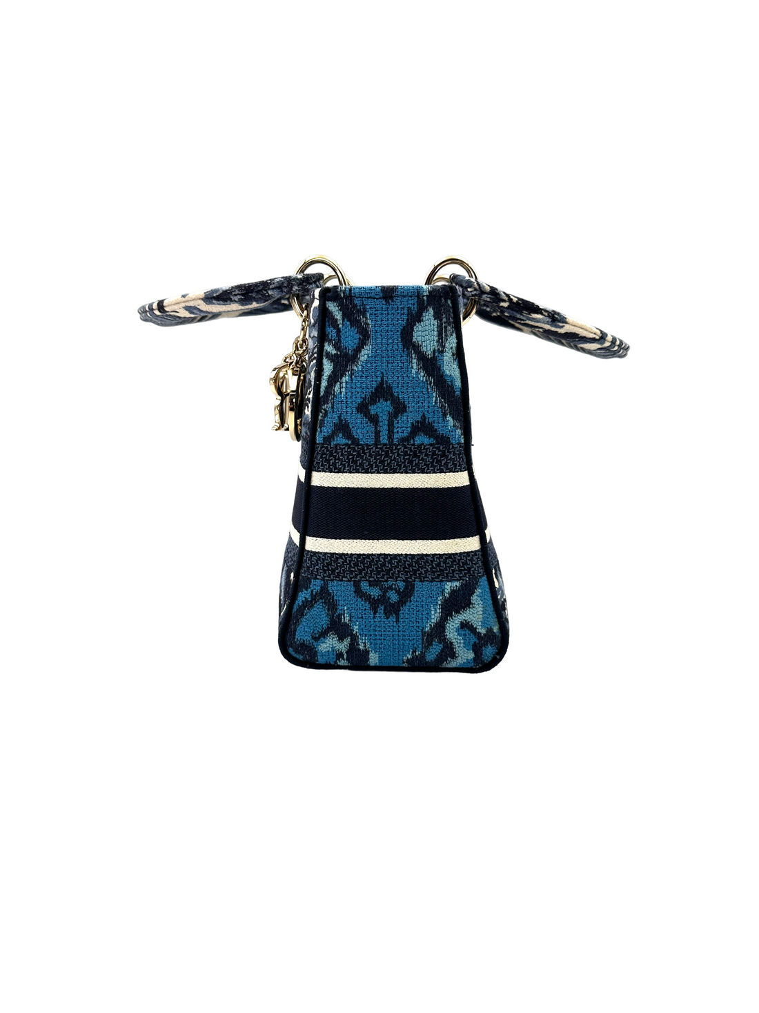 Christian Dior Lady Dior Navy Toile de Jouy Embroidered Canvas Handle Bag DR903
