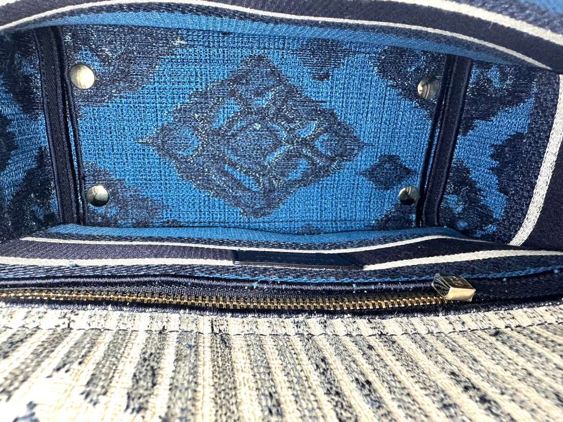 Christian Dior Lady Dior Navy Toile de Jouy Embroidered Canvas Handle Bag DR903