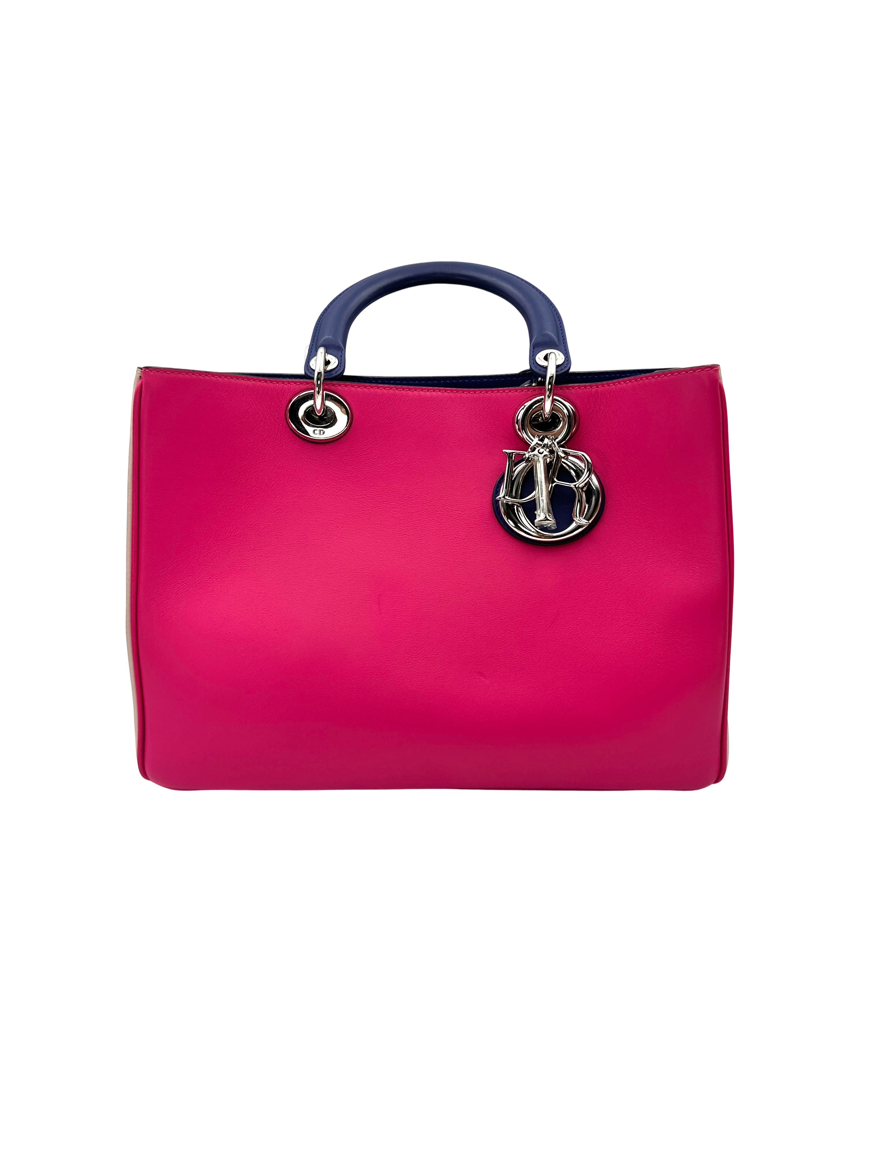 Christian Dior Diorissimo Pink/Blue Leather Handle Bag DR908