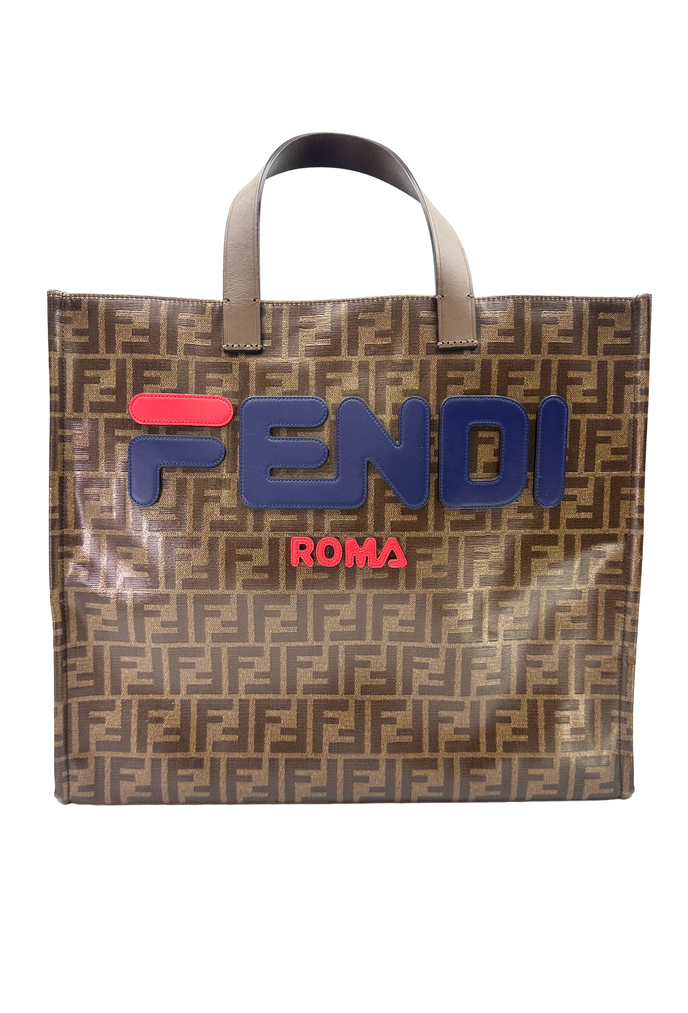 Fendi x Fila Mania Zucca Coated Canvas Shopping Bag FF132