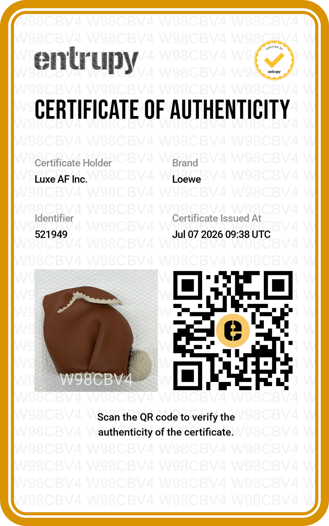 Loewe Brown Leather Bunny Bag LW98