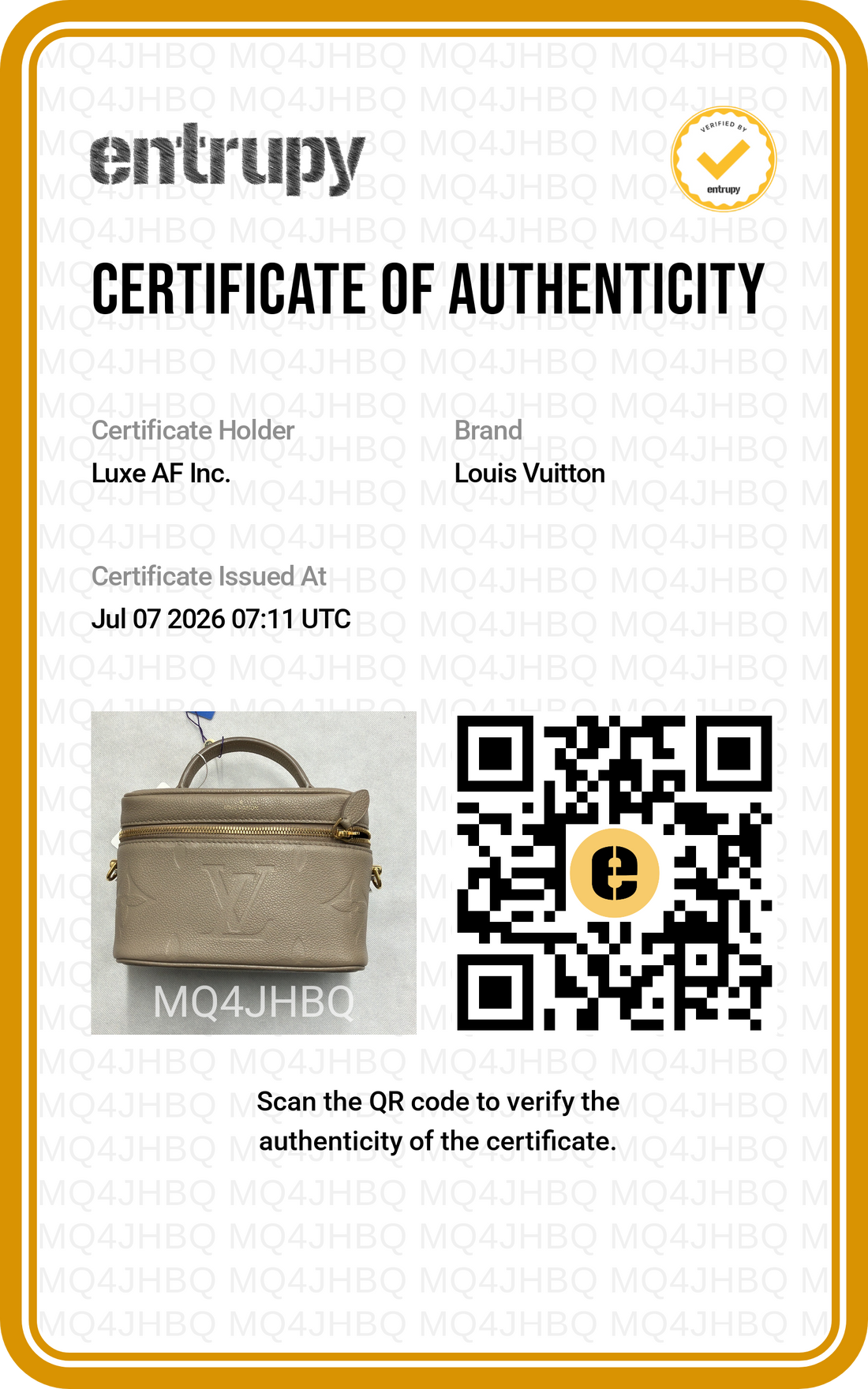 Louis Vuitton Vanity PM Beige Monogram Empreinte Leather Handle Bag LV3272