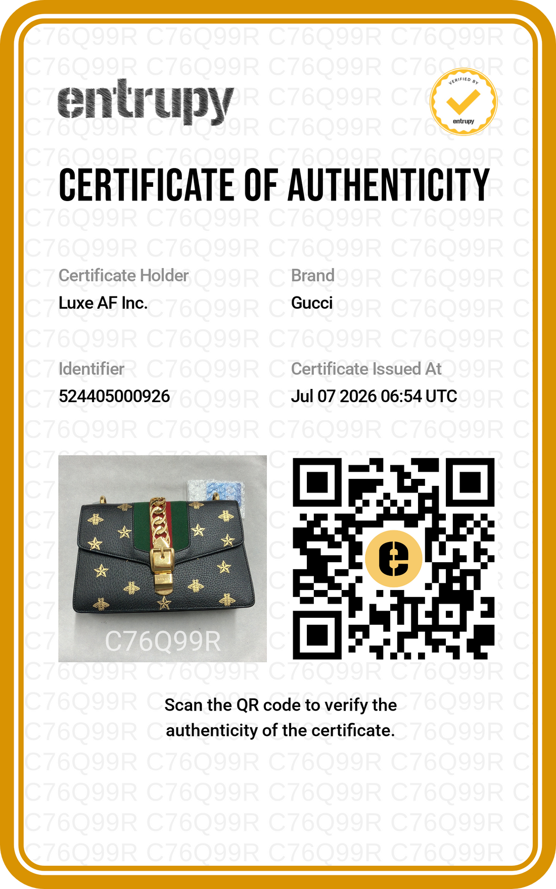 Gucci Sylvie Bee Star Black Leather Medium Size Shoulder Bag GG1385