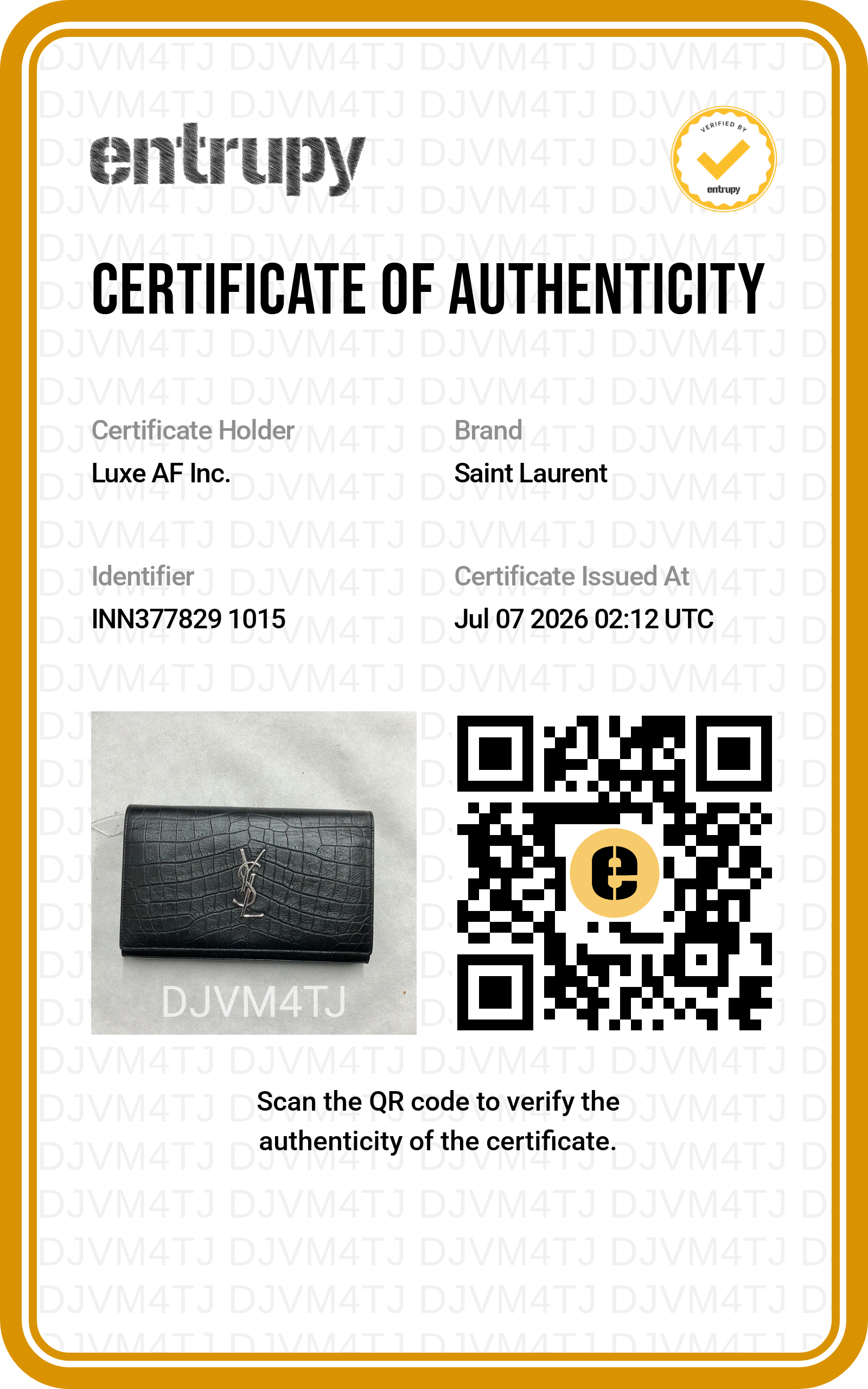 Saint Laurent Black Croc-Embossed Leather Medium Size Wallet On Chain SL280