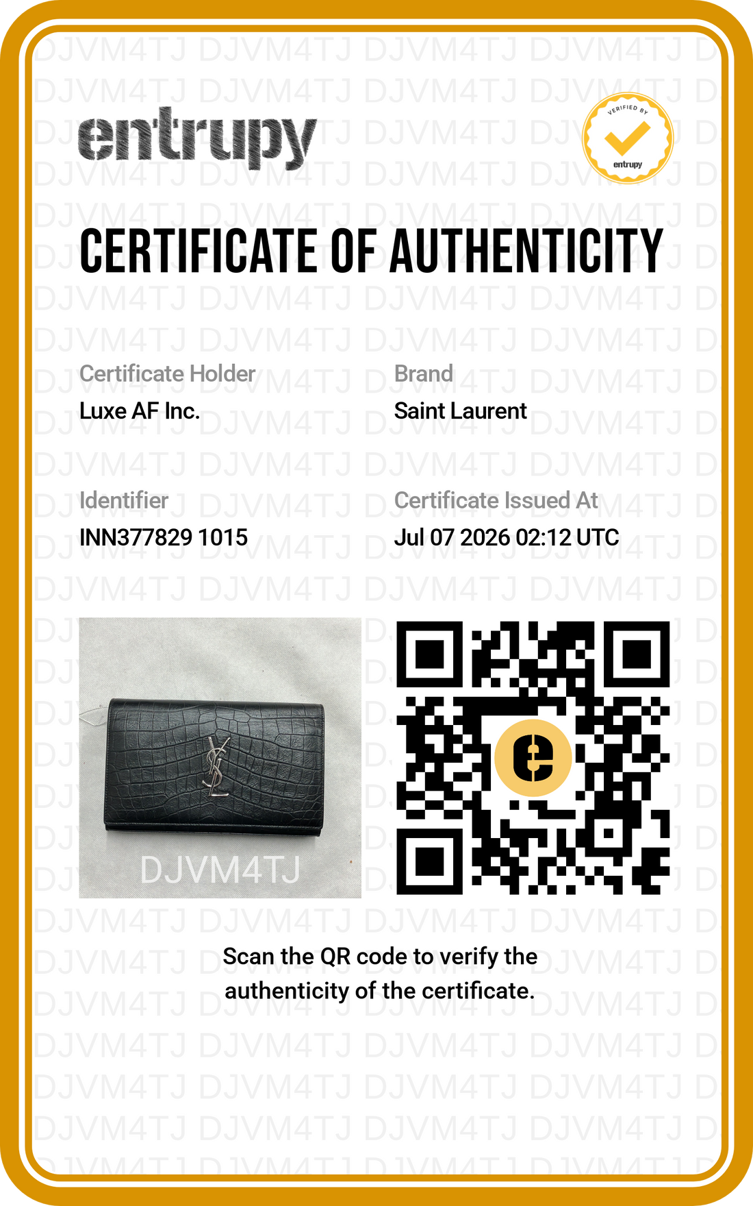 Saint Laurent Black Croc-Embossed Leather Medium Size Wallet On Chain SL280