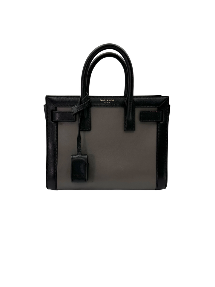 Saint Laurent Sac de Jour Black Two-Tone Leather Medium Size Handle Bag SL285