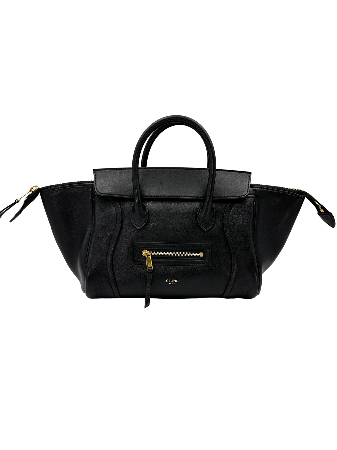 Celine Luggage Black Leather Handle Bag CEQ
