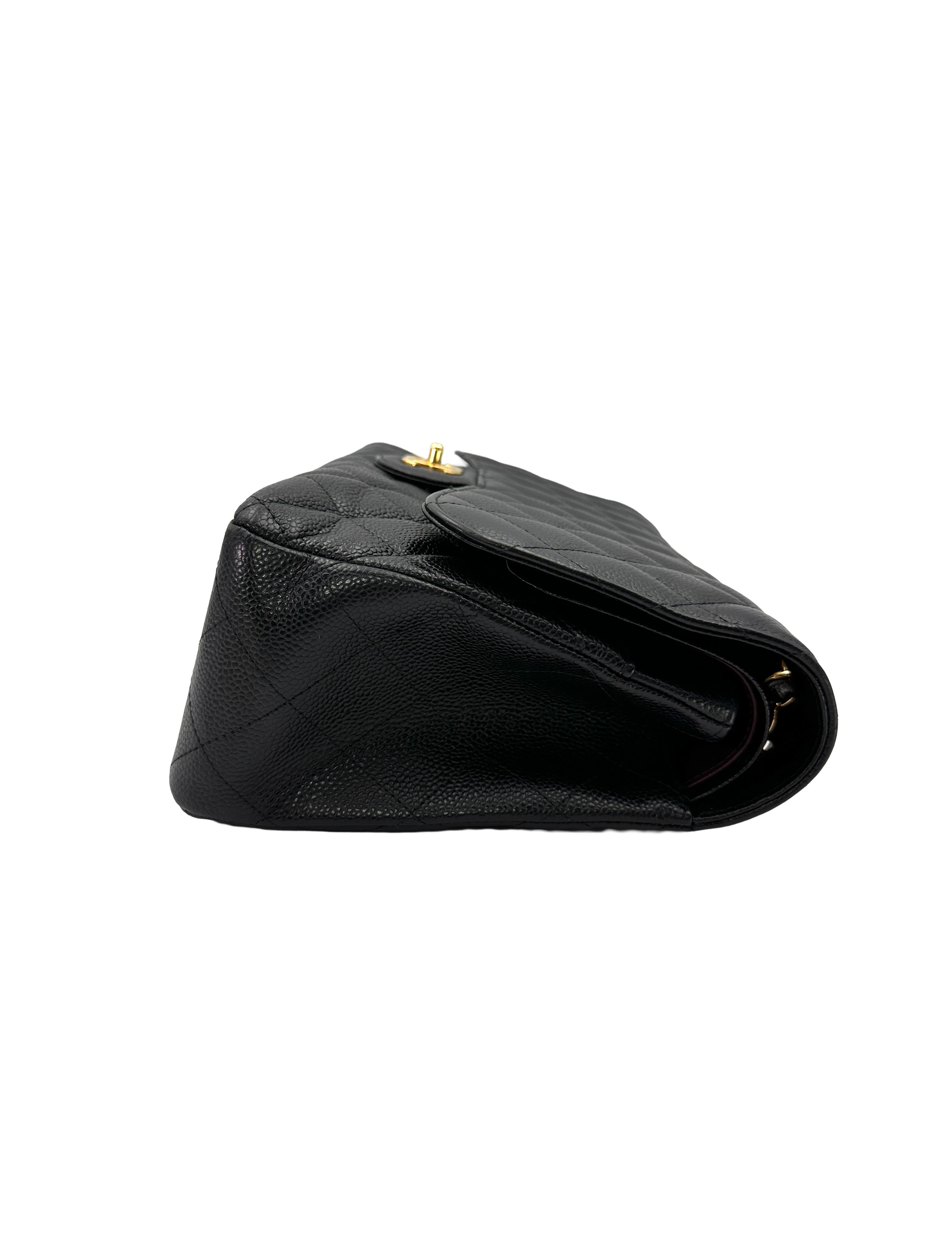 Chanel Classic Flap Black Quilted Leather Jumbo Shoulder Bag With Gold Buckle(14***74) CC2499