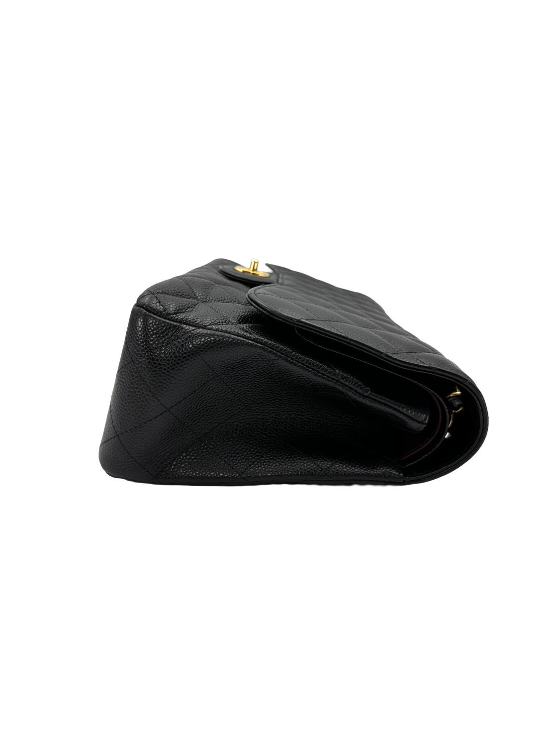 Chanel Classic Flap Black Quilted Leather Jumbo Shoulder Bag With Gold Buckle(14***74) CC2499
