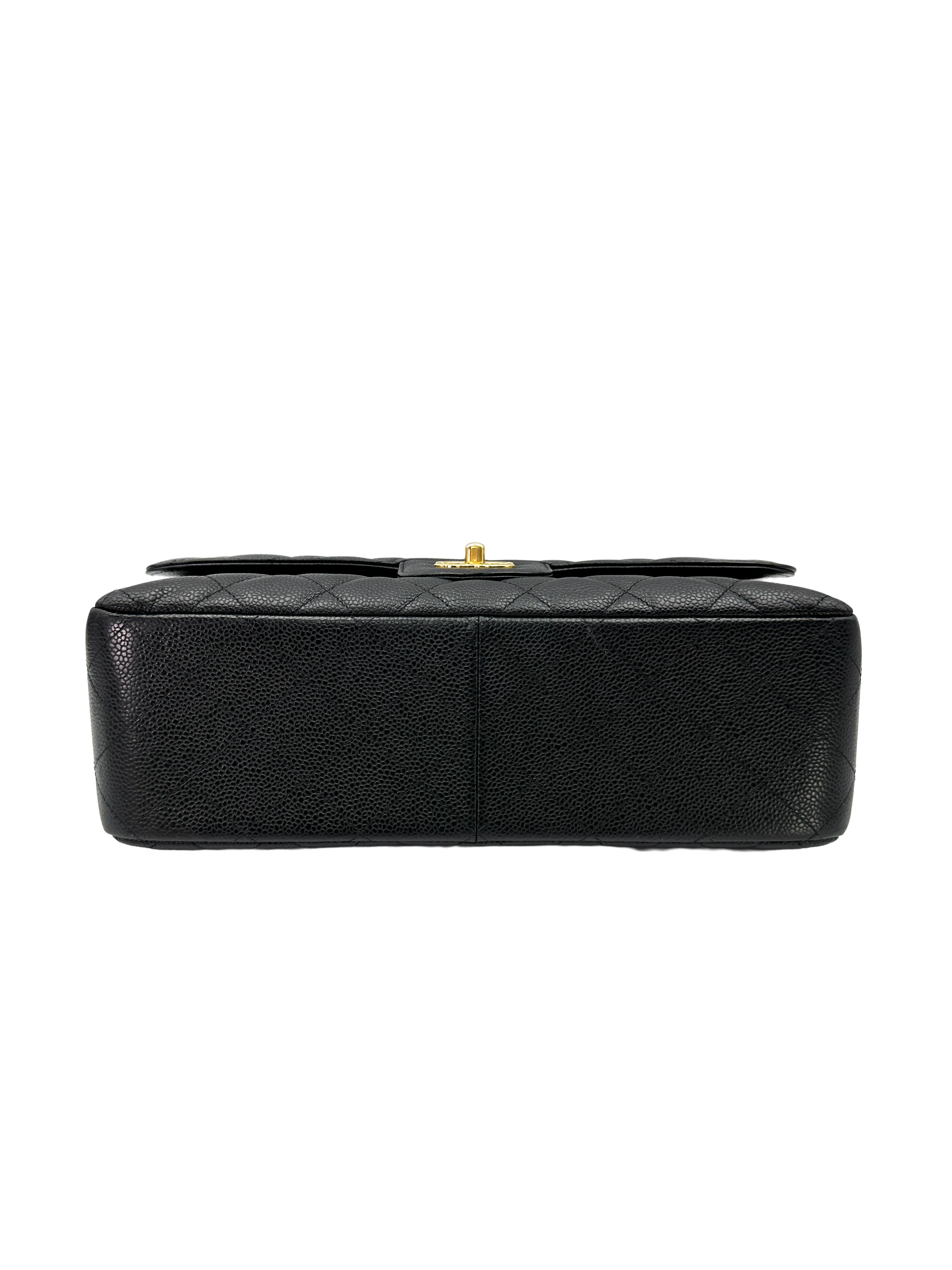 Chanel Classic Flap Black Quilted Leather Jumbo Shoulder Bag With Gold Buckle(14***74) CC2499