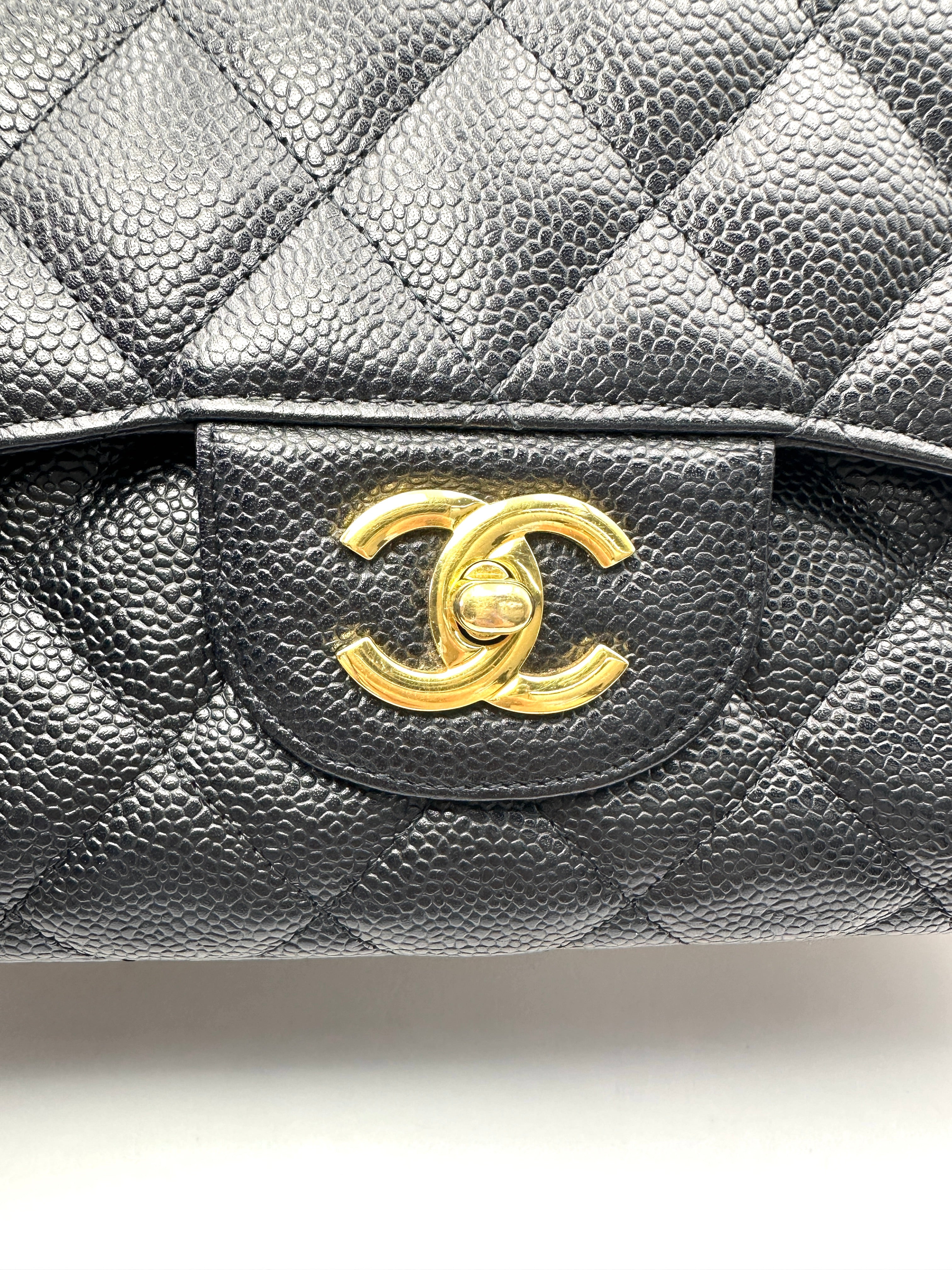 Chanel Classic Flap Black Quilted Leather Jumbo Shoulder Bag With Gold Buckle(14***74) CC2499