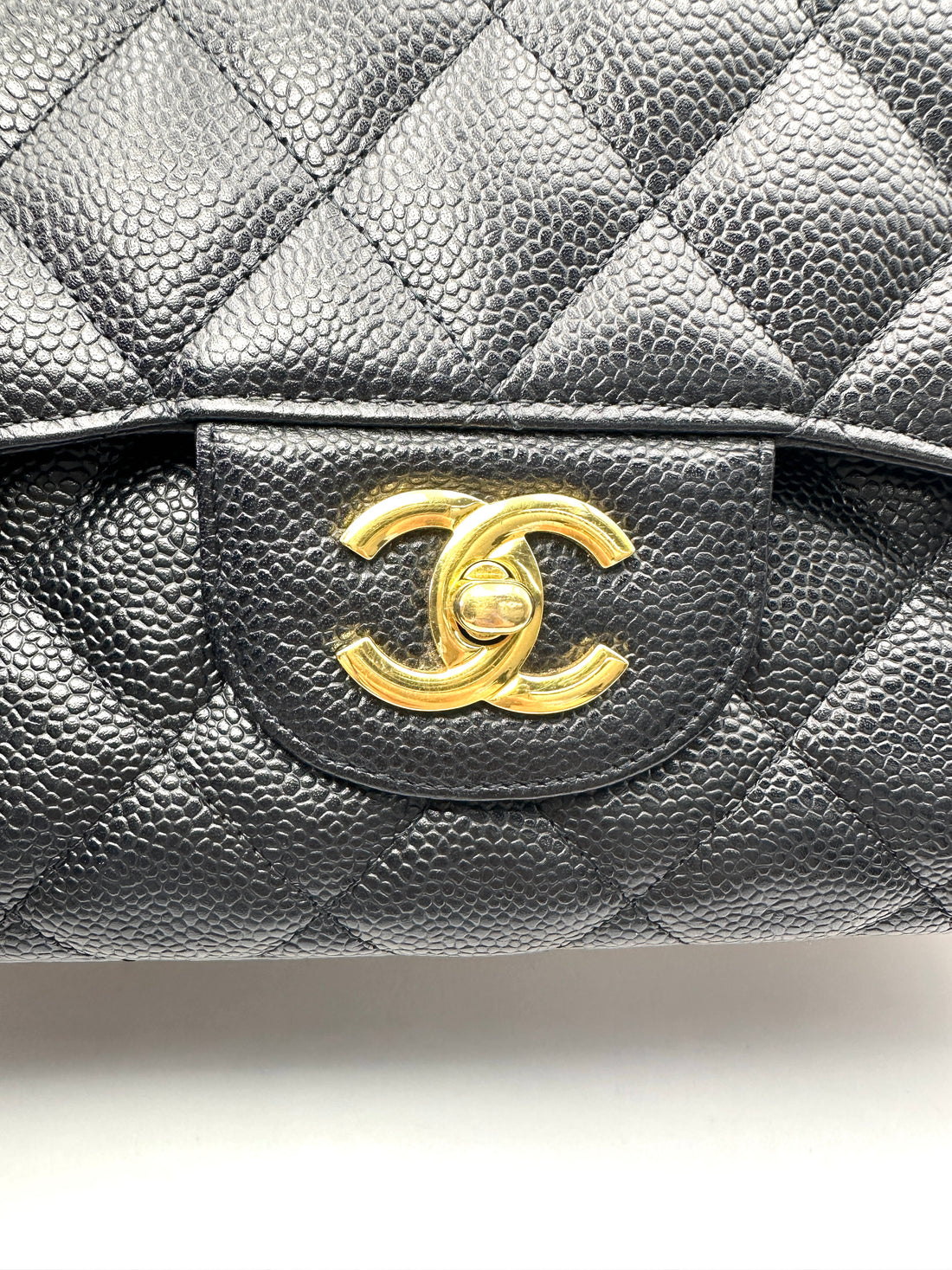 Chanel Classic Flap Black Quilted Leather Jumbo Shoulder Bag With Gold Buckle(14***74) CC2499