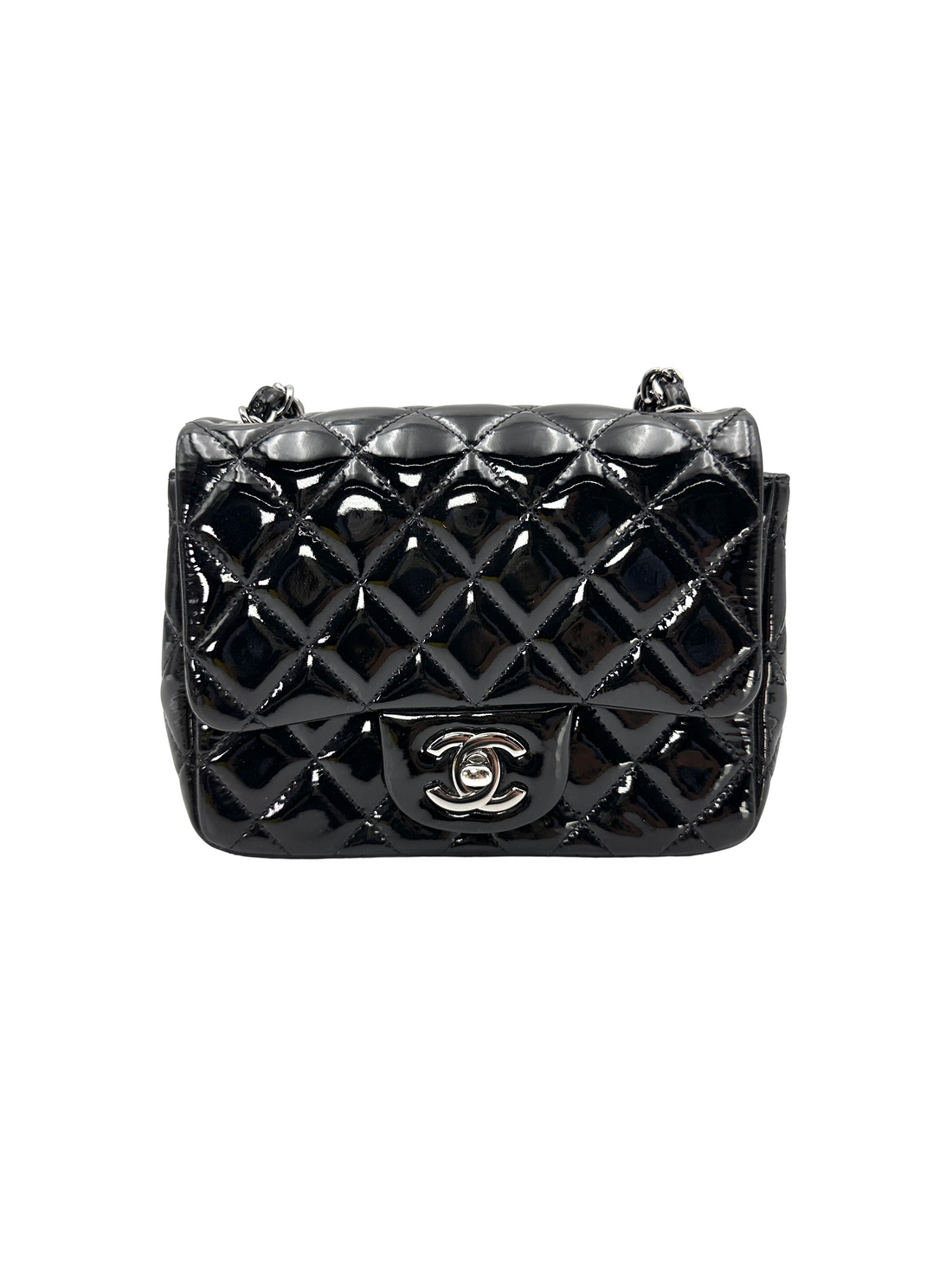 Chanel Classic Flap Black Quilted Patent Leather Mini Shoulder Bag(19***48) CC2506