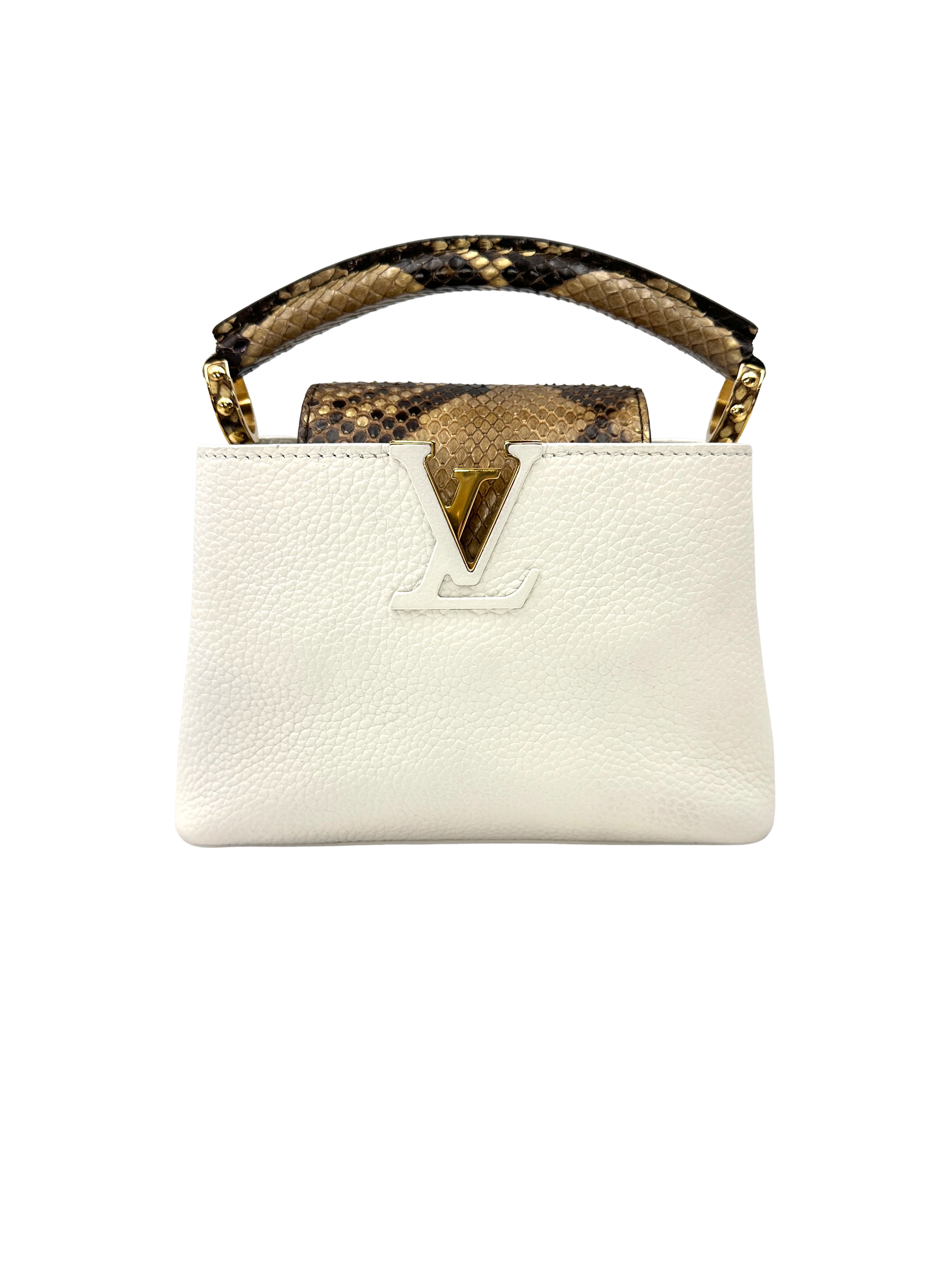 Louis Vuitton Capucines BB White Taurillon Leather Python Handle Bag LV3291