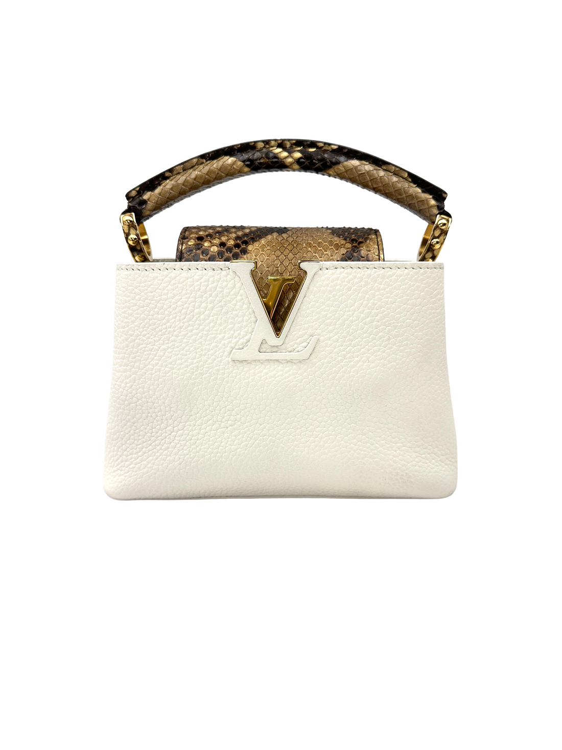 Louis Vuitton Capucines BB White Taurillon Leather Python Handle Bag LV3291