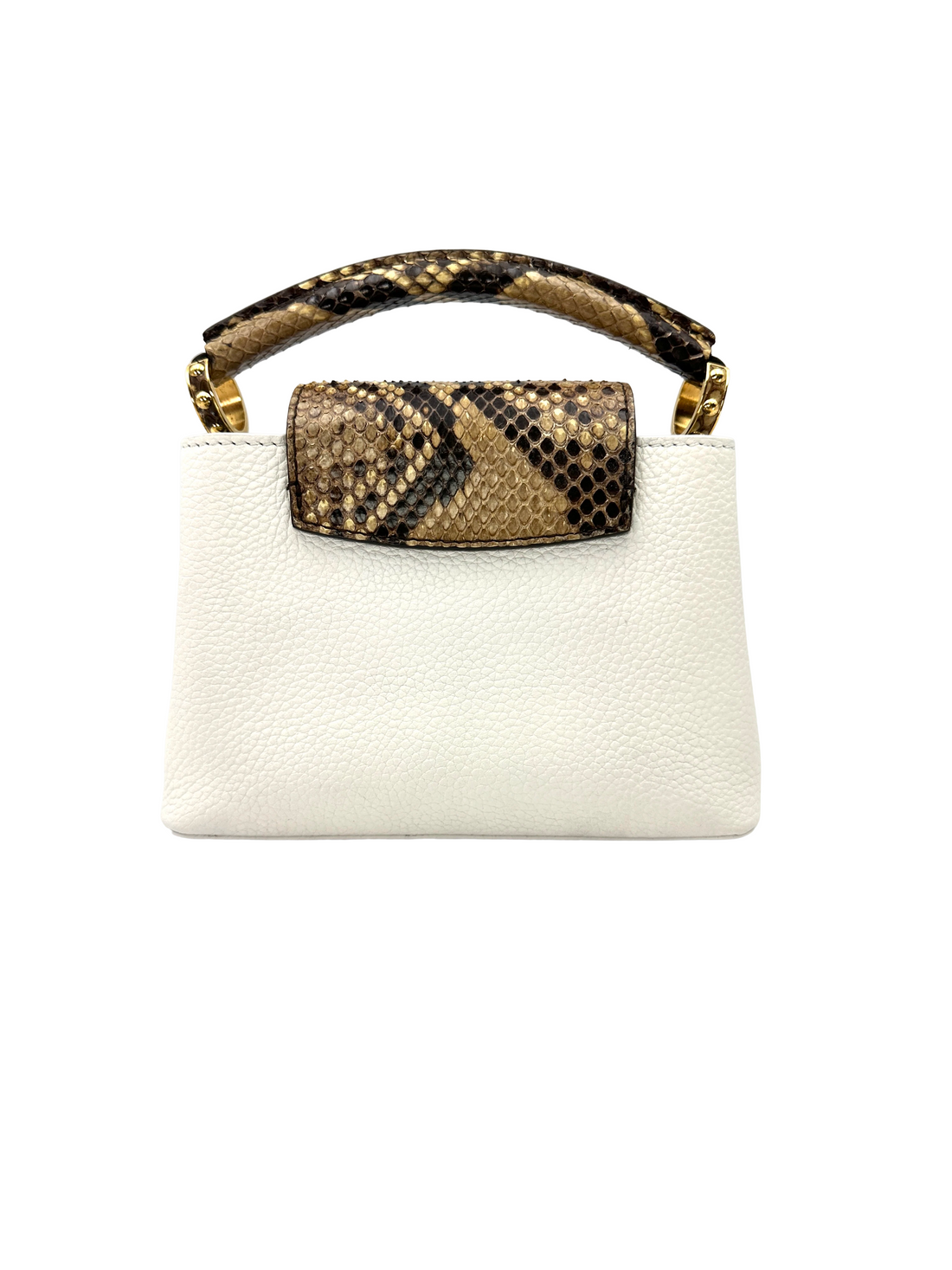 Louis Vuitton Capucines BB White Taurillon Leather Python Handle Bag LV3291