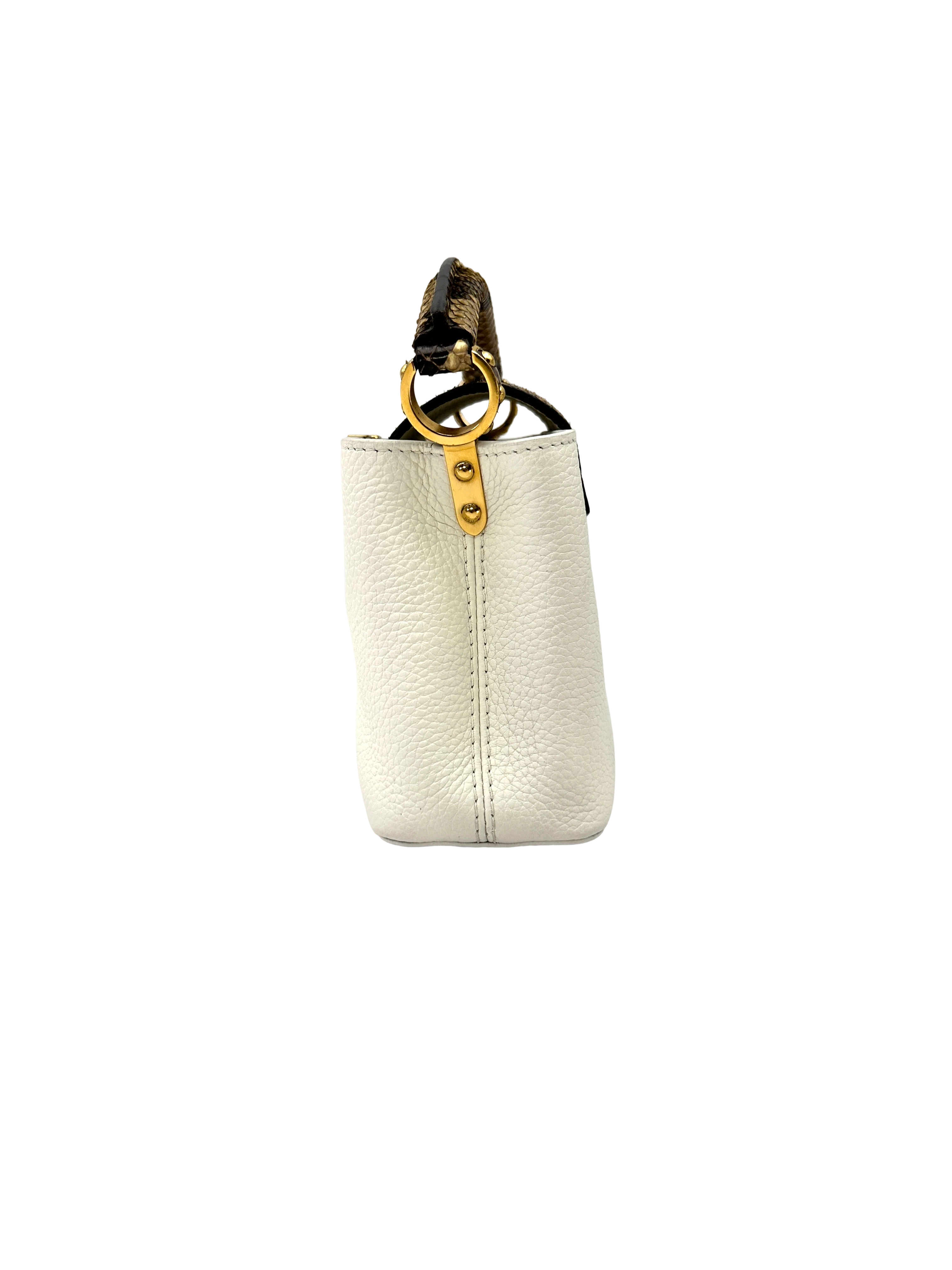 Louis Vuitton Capucines BB White Taurillon Leather Python Handle Bag LV3291