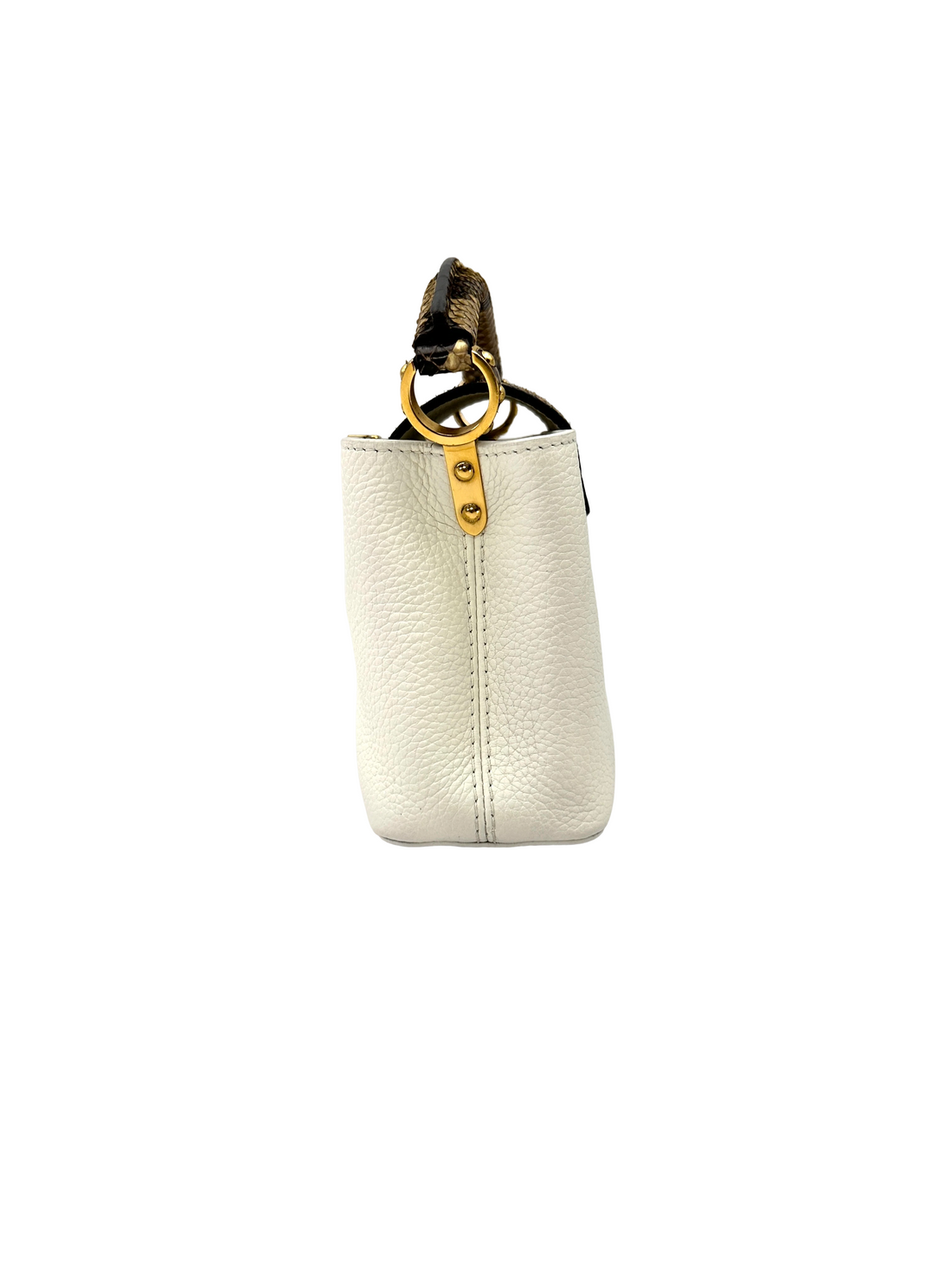 Louis Vuitton Capucines BB White Taurillon Leather Python Handle Bag LV3291