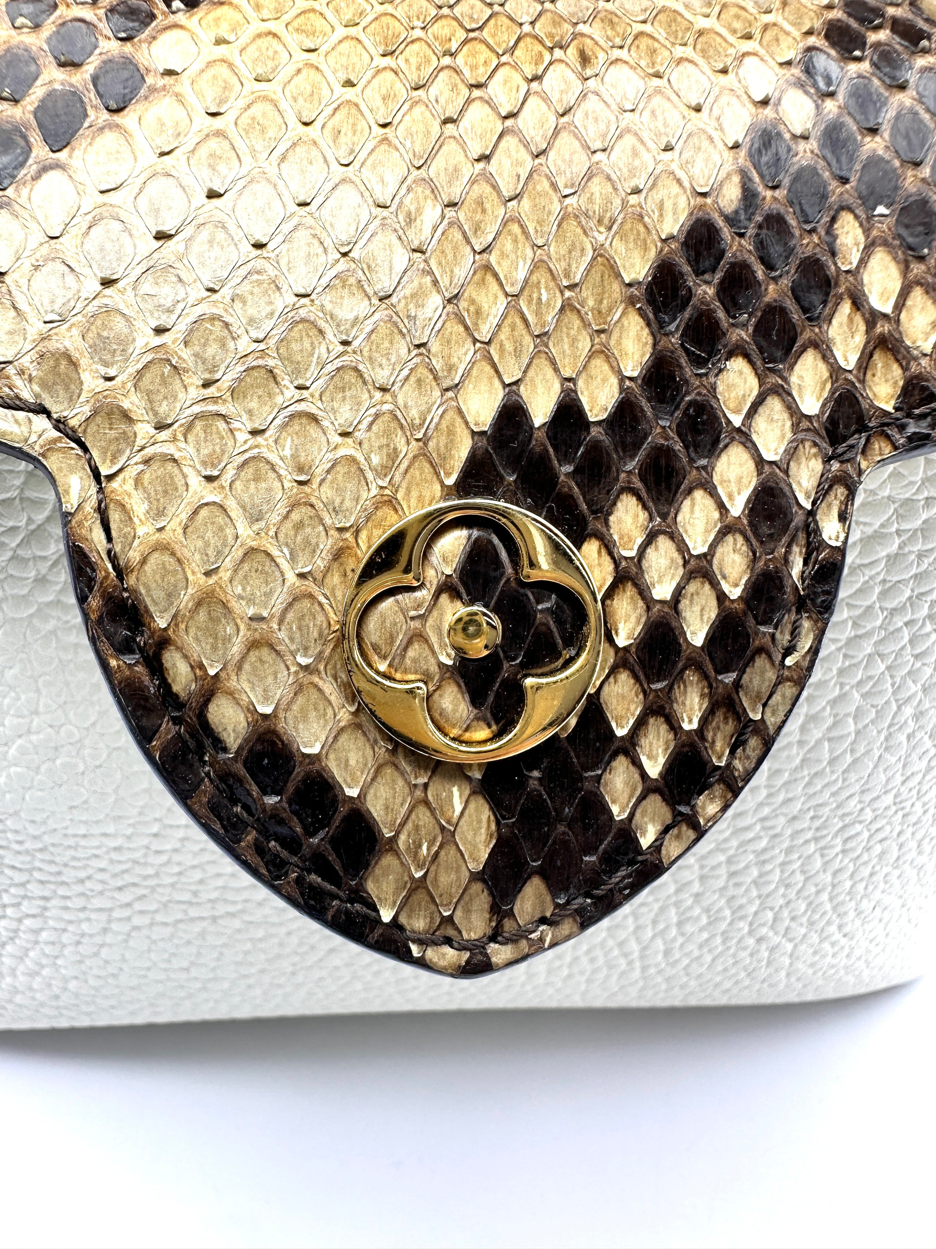 Louis Vuitton Capucines BB White Taurillon Leather Python Handle Bag LV3291