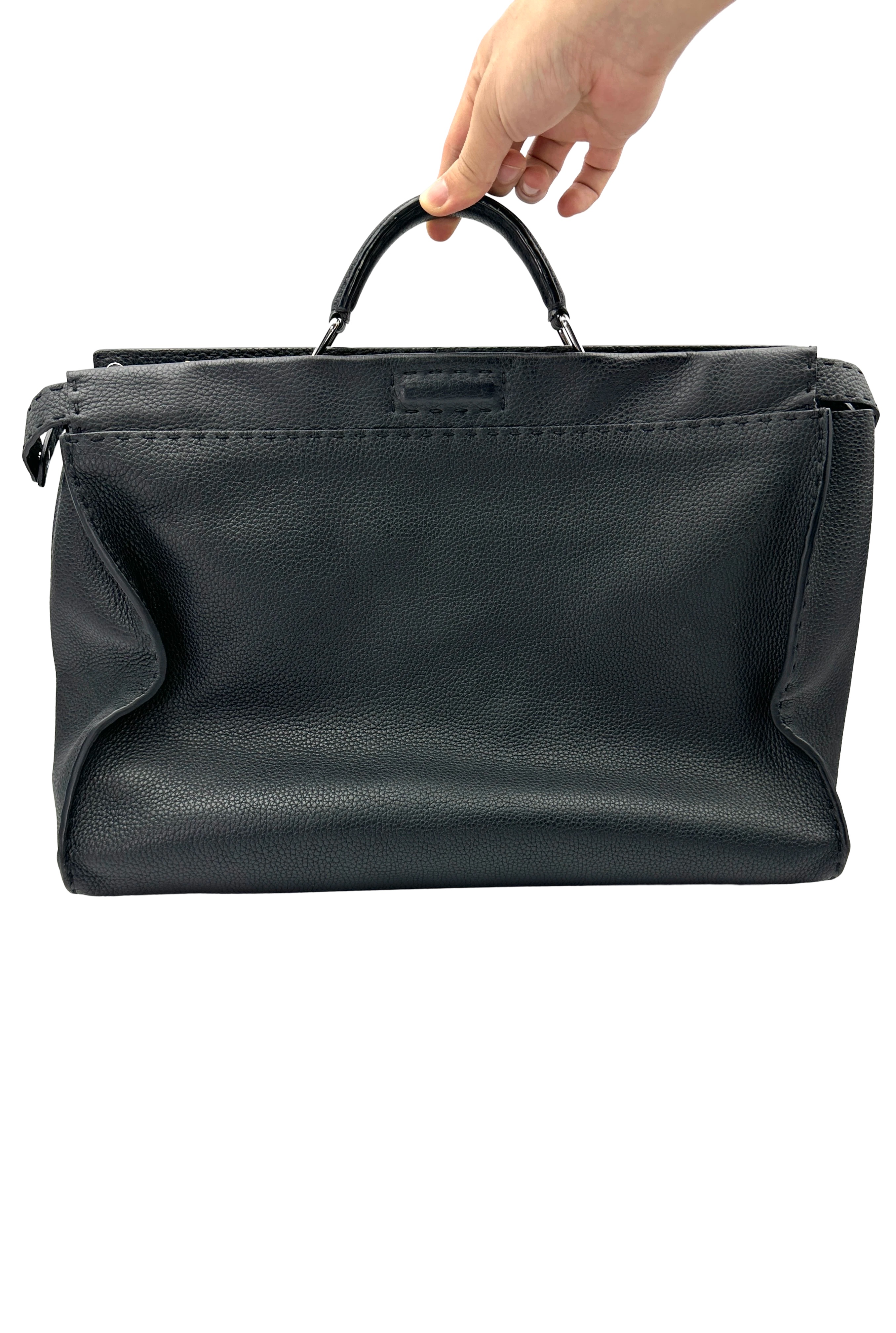 Fendi Peekaboo Yellow Monster Eyes Black Leather handle Bag FF133