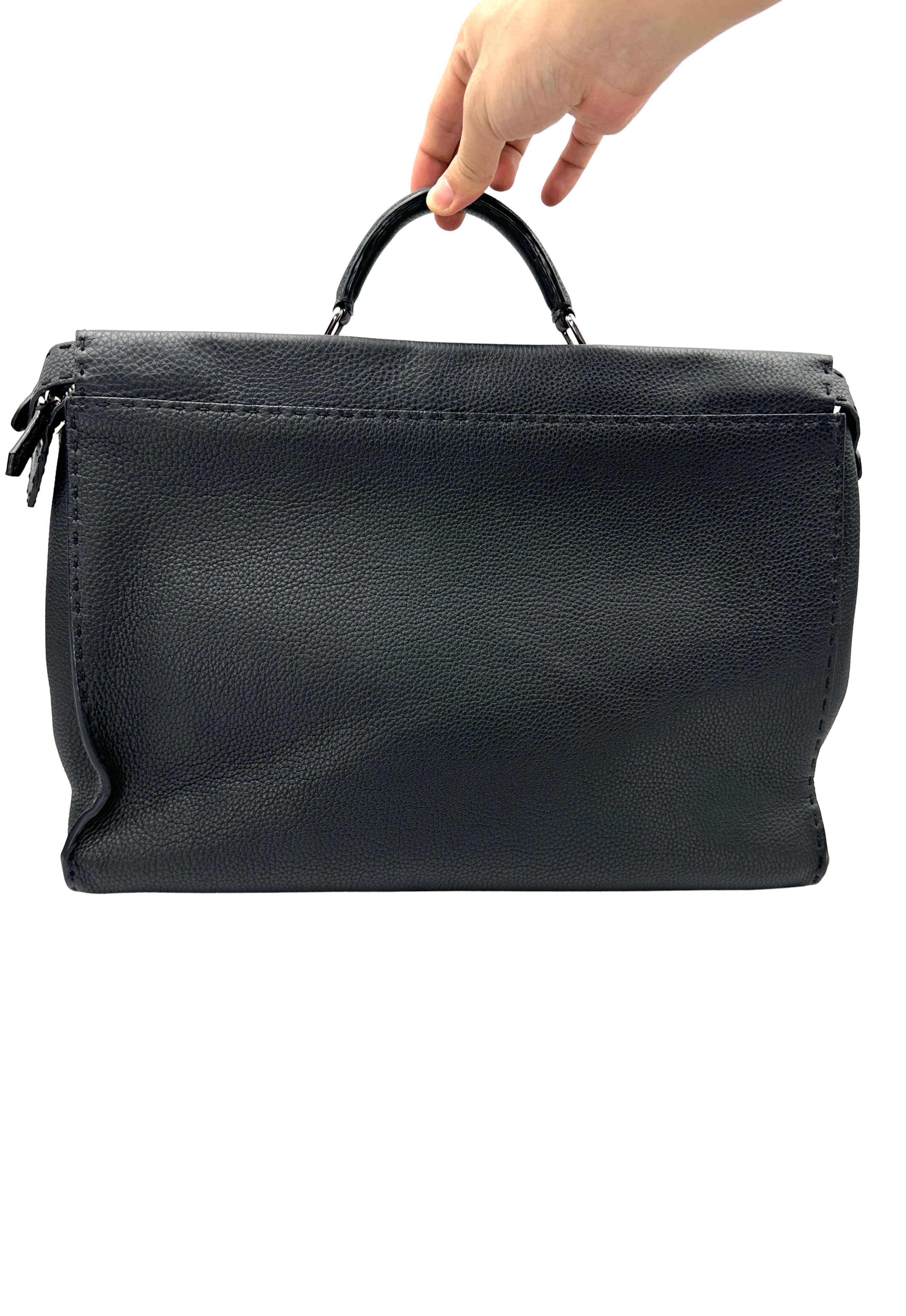 Fendi Peekaboo Yellow Monster Eyes Black Leather handle Bag FF133