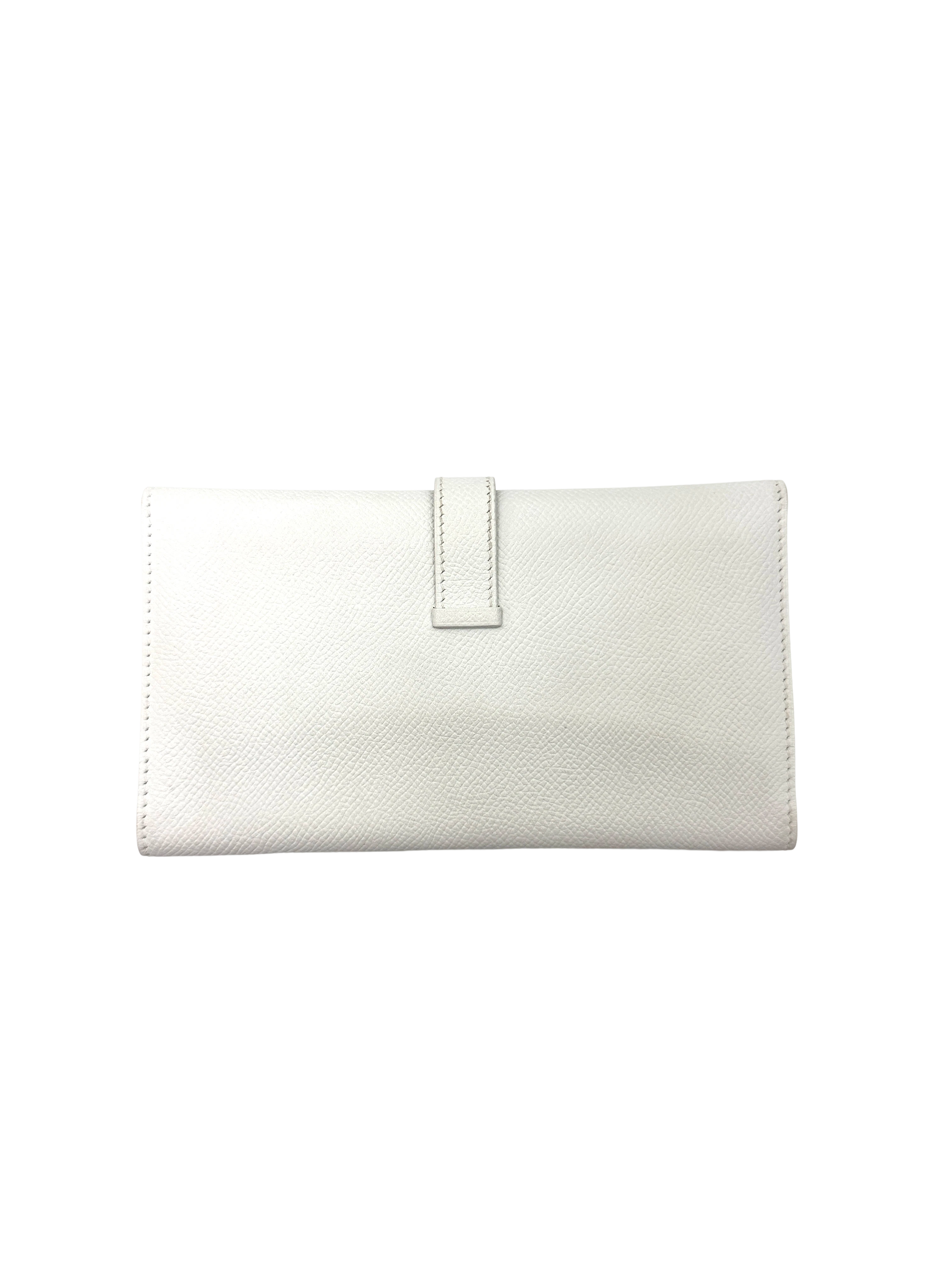 Hermes Bearn Compact White Leather Wallet HR150