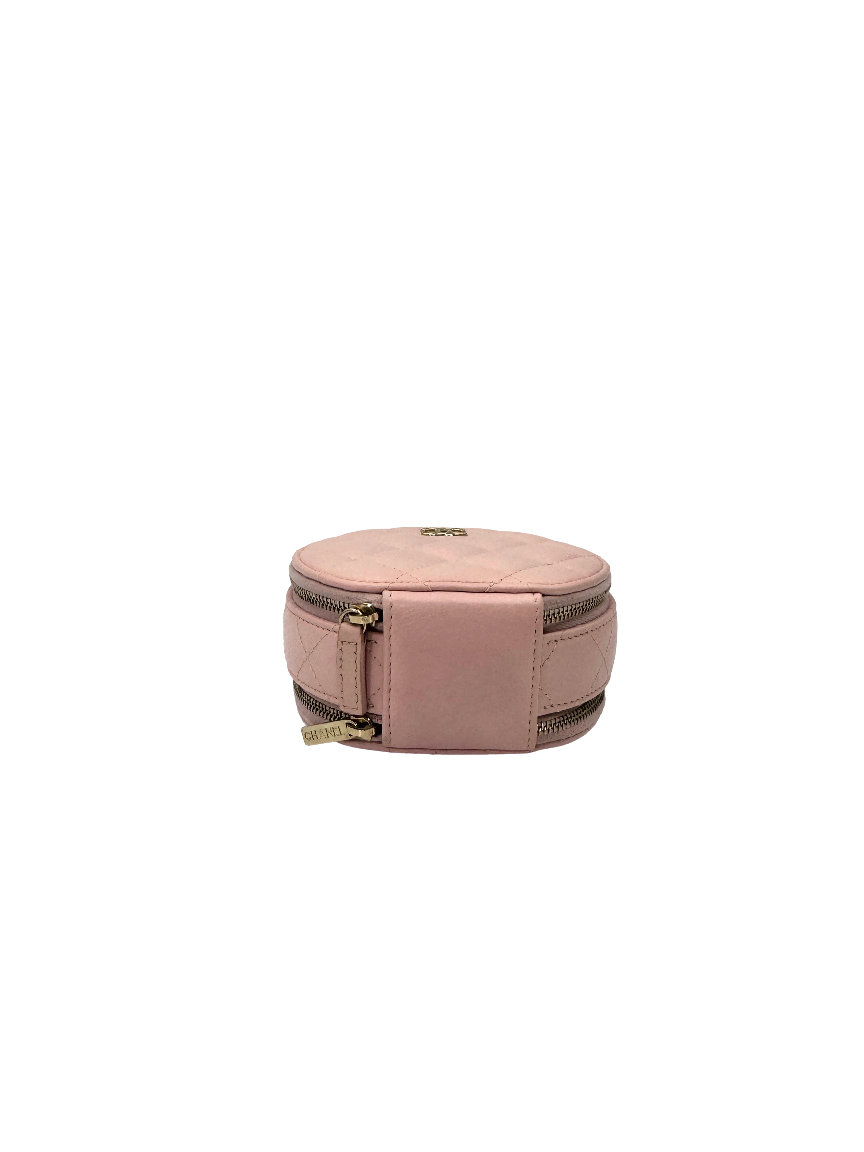 Chanel Pink Quilted Leather Top Handle Round Clutch(XN***XG) CC2501