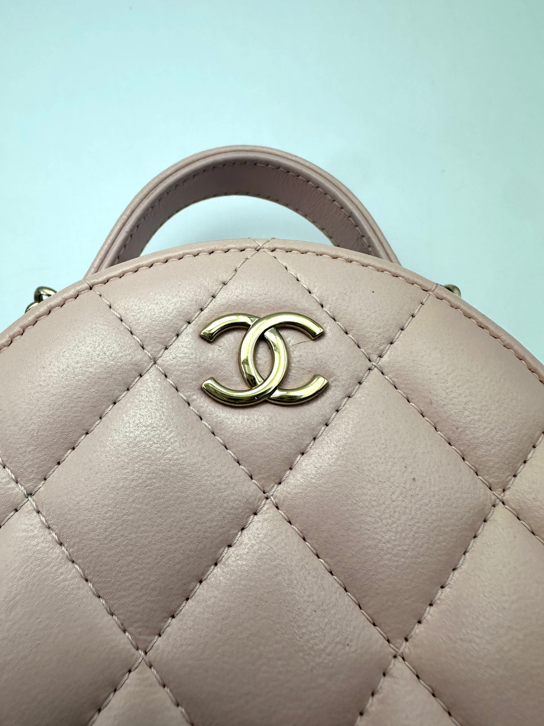 Chanel Pink Quilted Leather Top Handle Round Clutch(XN***XG) CC2501