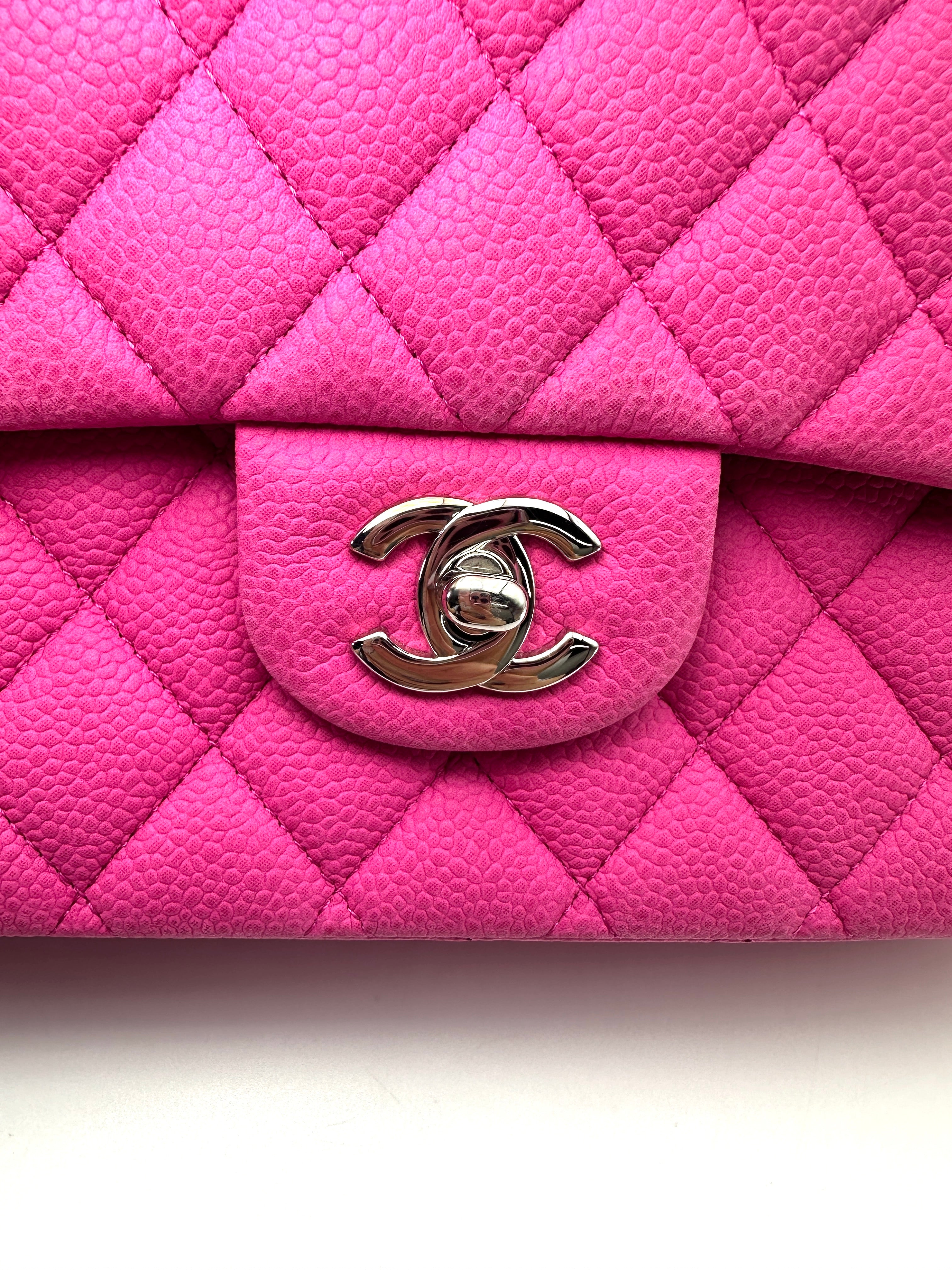 Chanel Classic Flap Pink Quilted Leather Shoulder Bag With Silver Buckle(18***41) IRIS265
