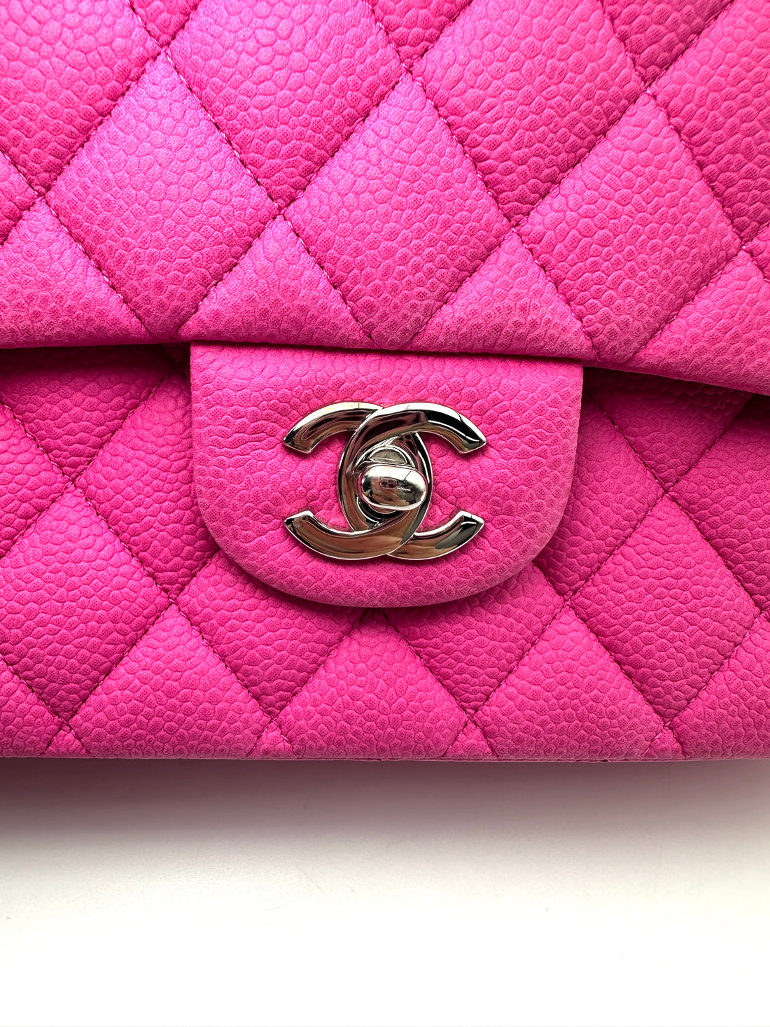 Chanel Classic Flap Pink Quilted Leather Shoulder Bag With Silver Buckle(18***41) IRIS265