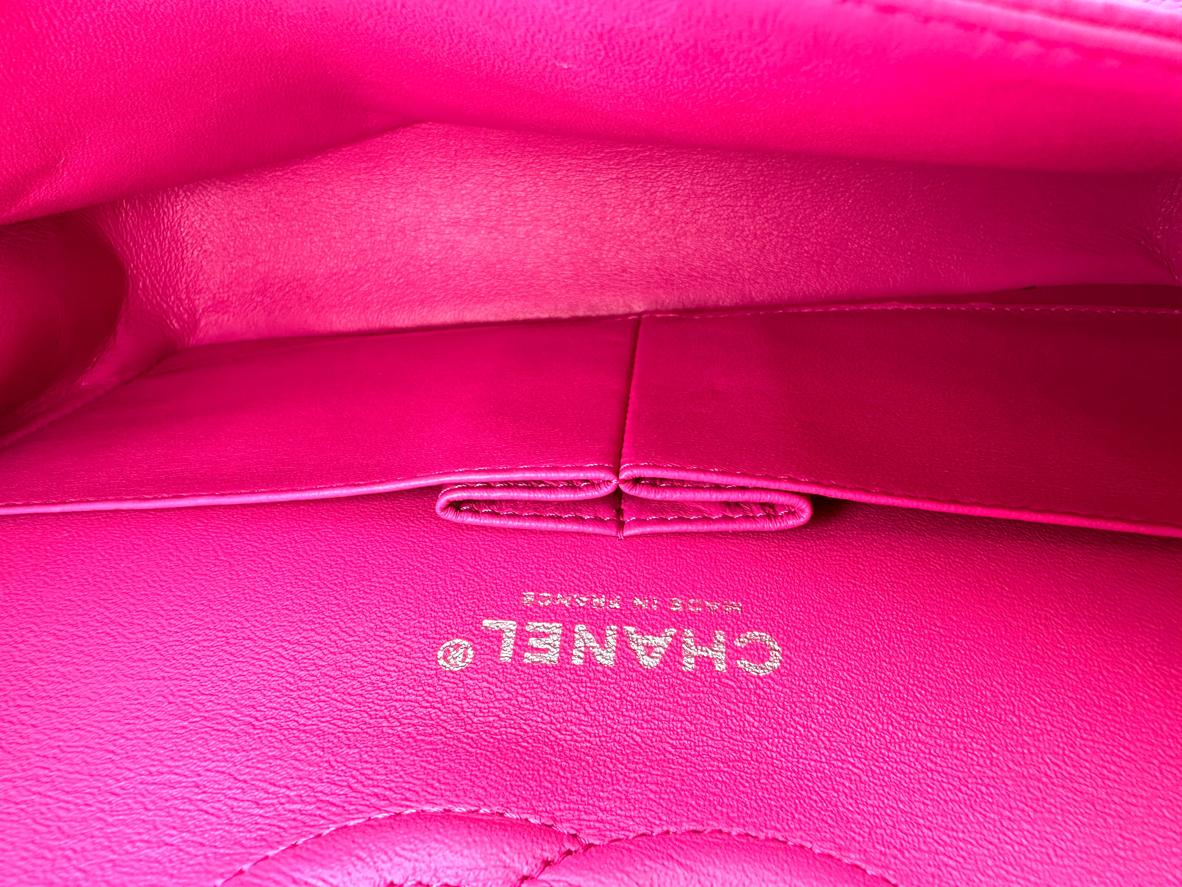 Chanel Classic Flap Pink Quilted Leather Shoulder Bag With Silver Buckle(18***41) IRIS265