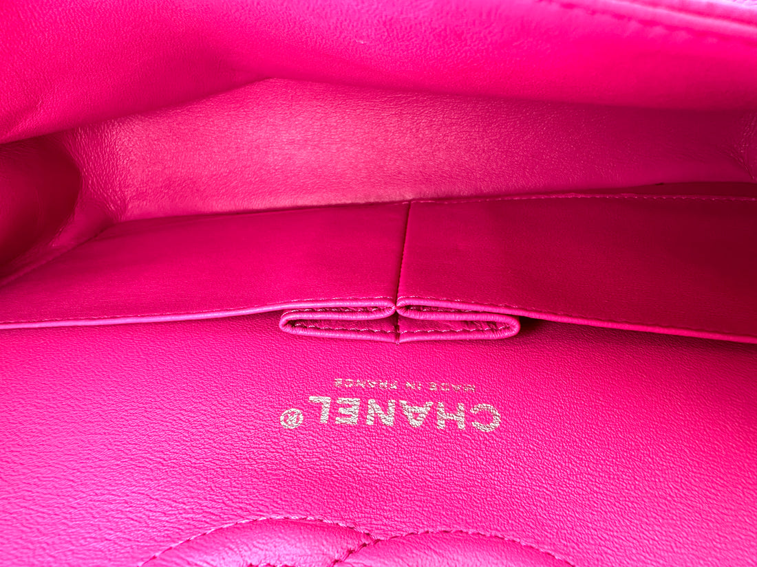 Chanel Classic Flap Pink Quilted Leather Shoulder Bag With Silver Buckle(18***41) IRIS265
