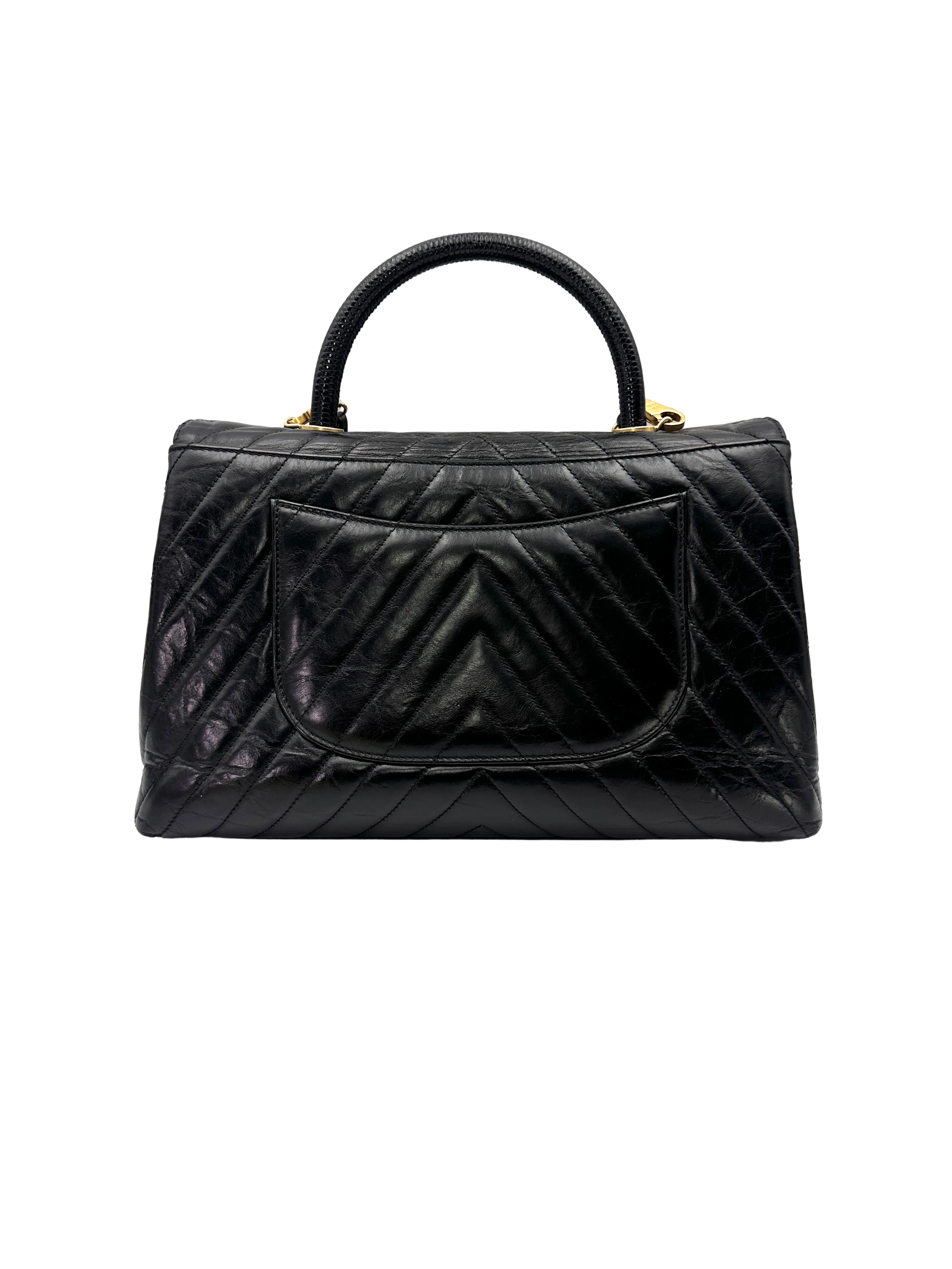 Chanel CoCo Handle Black Chevron Quilted Leather Shoulder Bag(24***01) CC2503